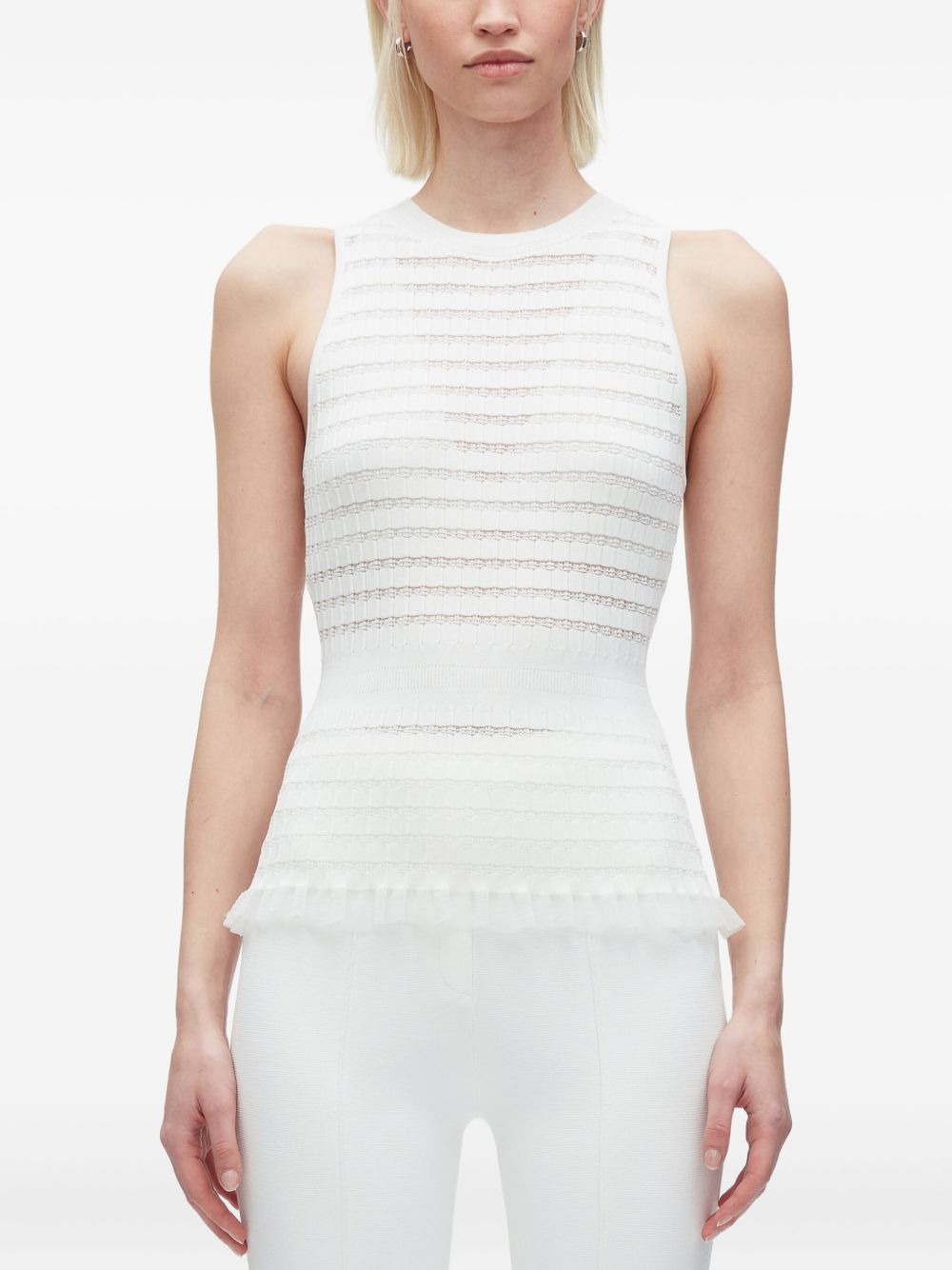 ribbed-knit ruffled top - 3