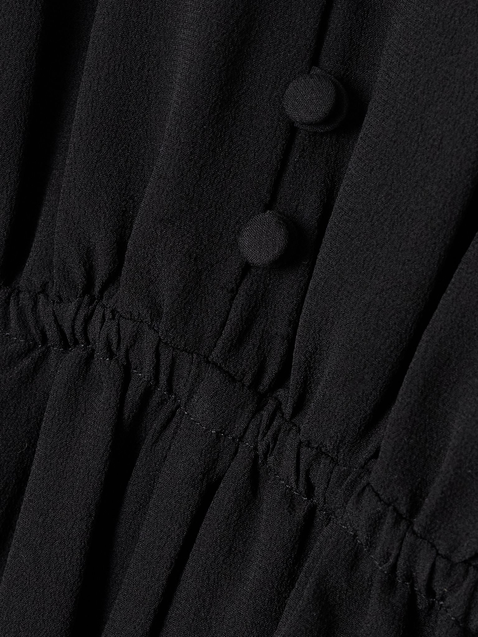 Draped ruffled silk-crepe playsuit Black - 5