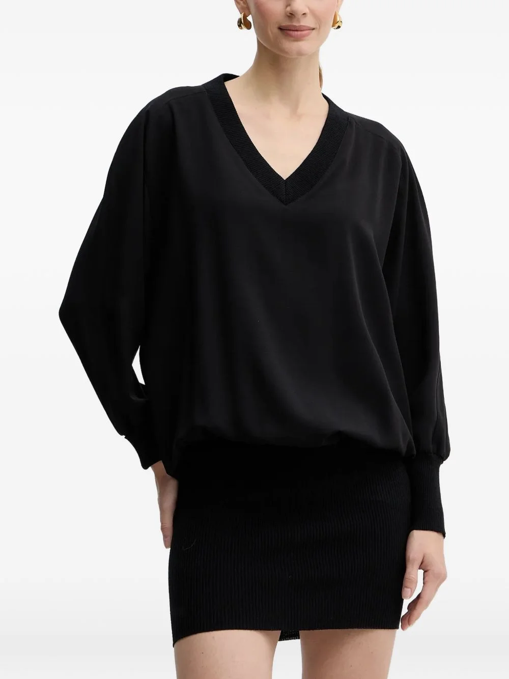 V-neck ribbed mini dress - 1