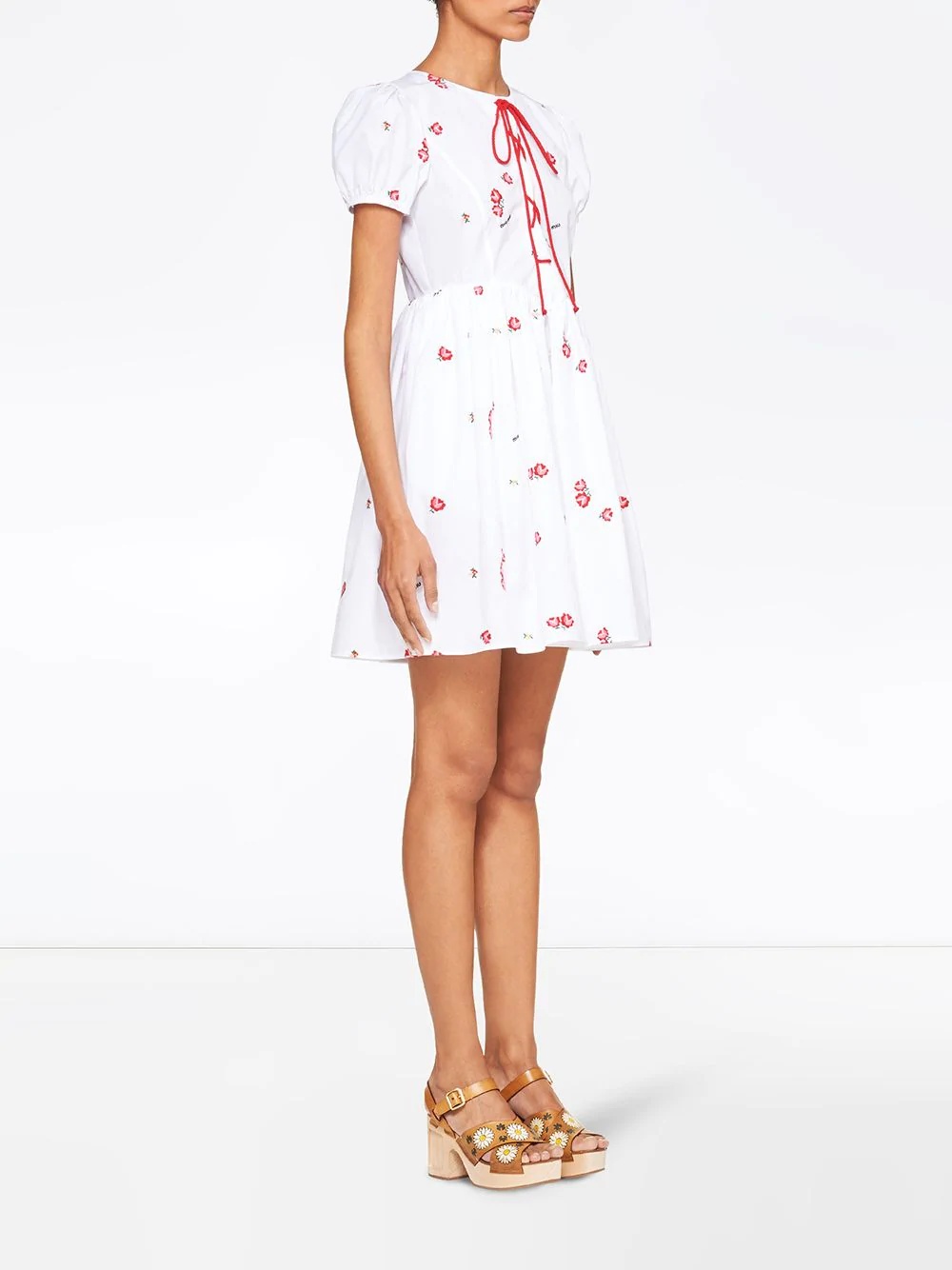 poplin floral embroidered dress - 3