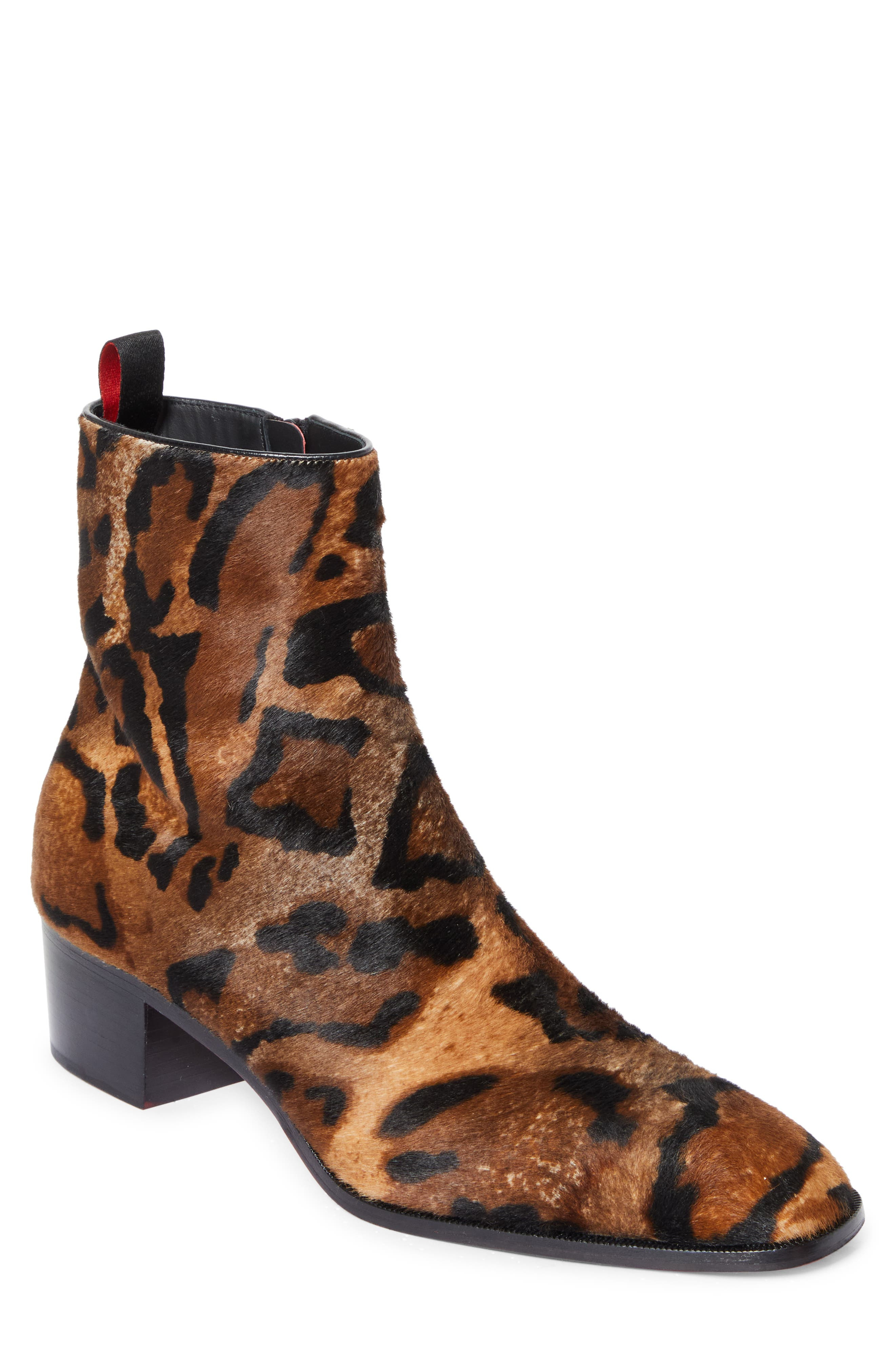 Christian Louboutin Ziggissimo Genuine Calf Hair Ankle Boot in Brown Print Calf Hair at Nordstrom - 1
