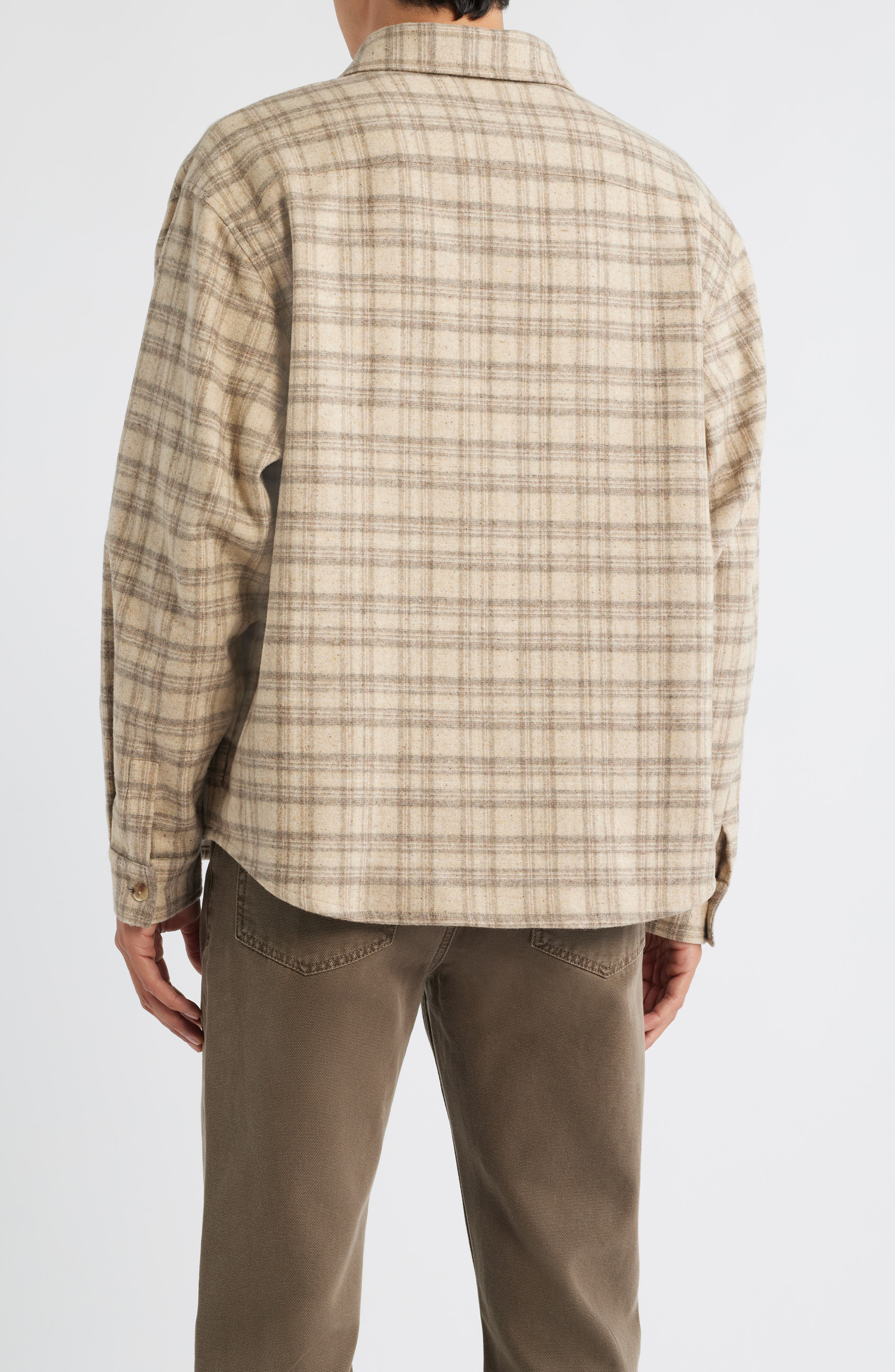 FRAME Plaid Wool Blend Overshirt in Beige Multi at Nordstrom - 3