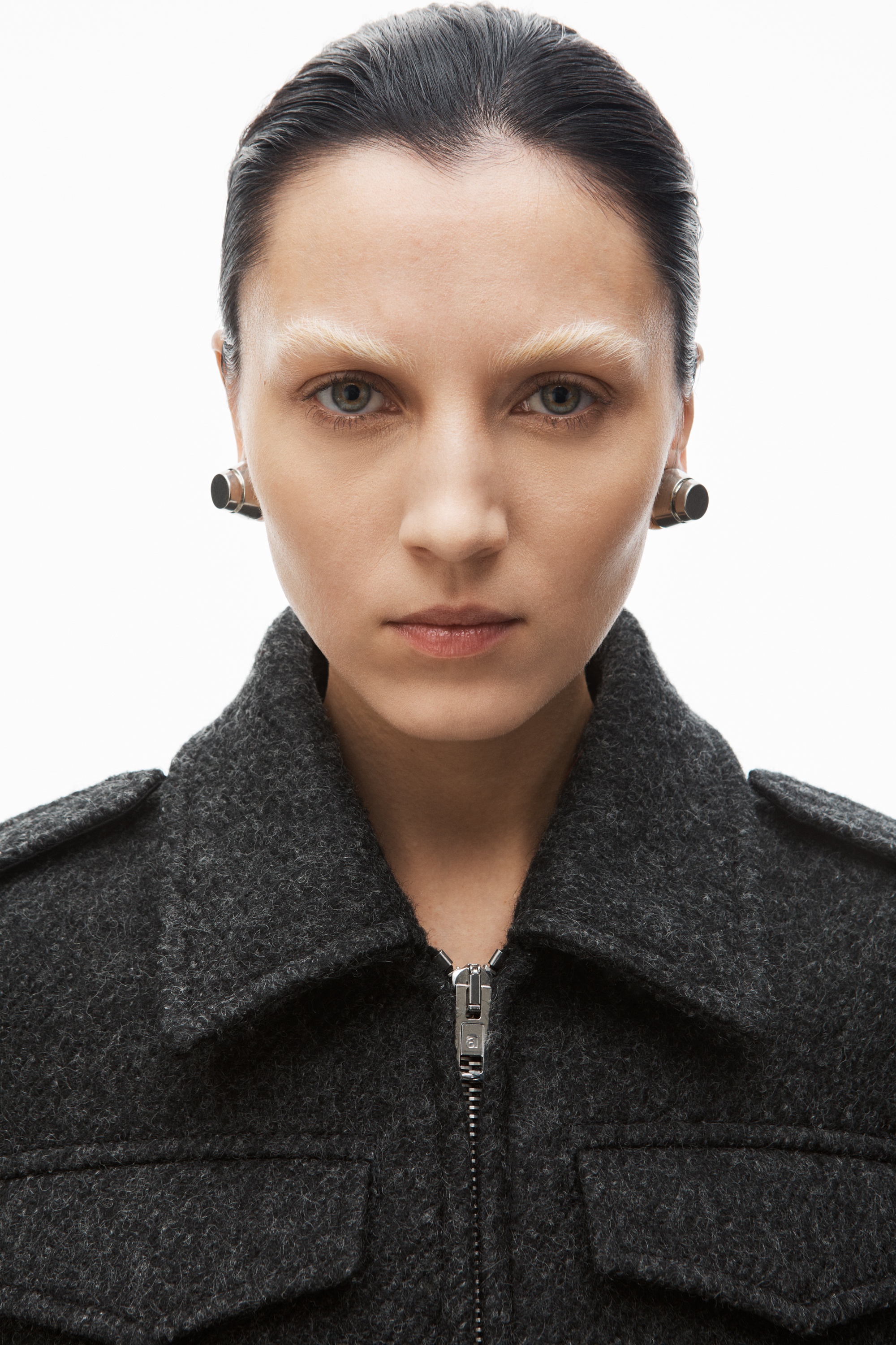 cropped military jacket in donegal wool - 4