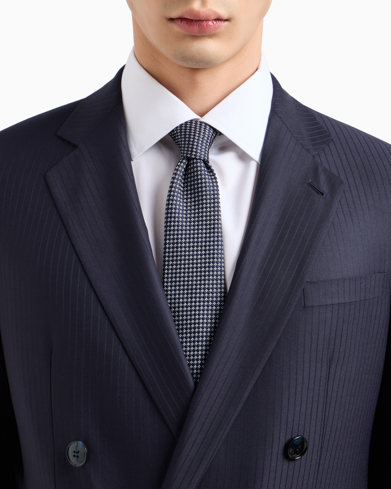 SOHO LINE DOUBLE-BREASTED PINSTRIPED SUIT IN VIRGIN WOOL - 4