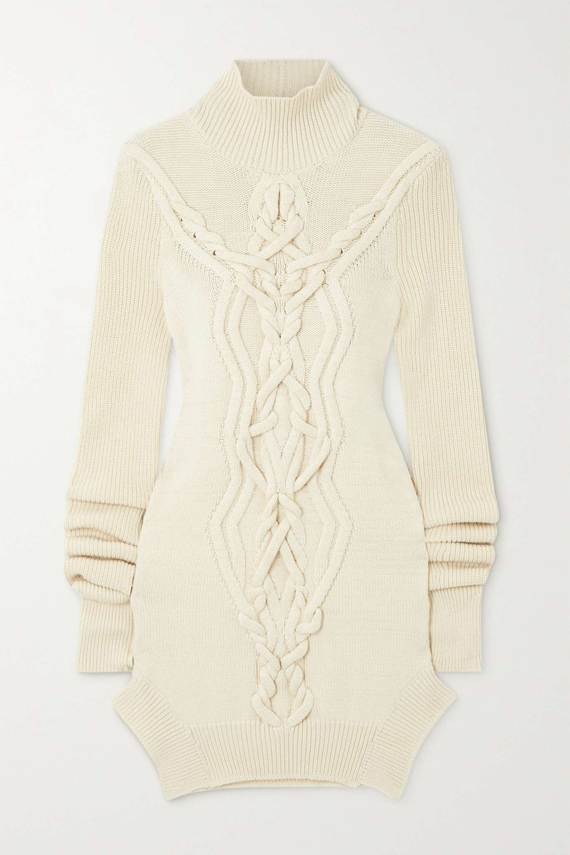 Atina cable-knit merino wool-blend mini dress - 1
