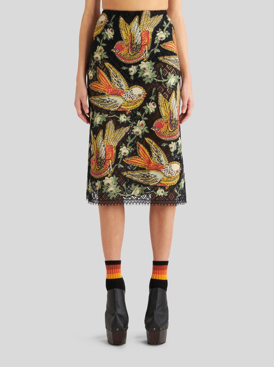 PENCIL SKIRT IN LACE WITH INTARSIA - 2