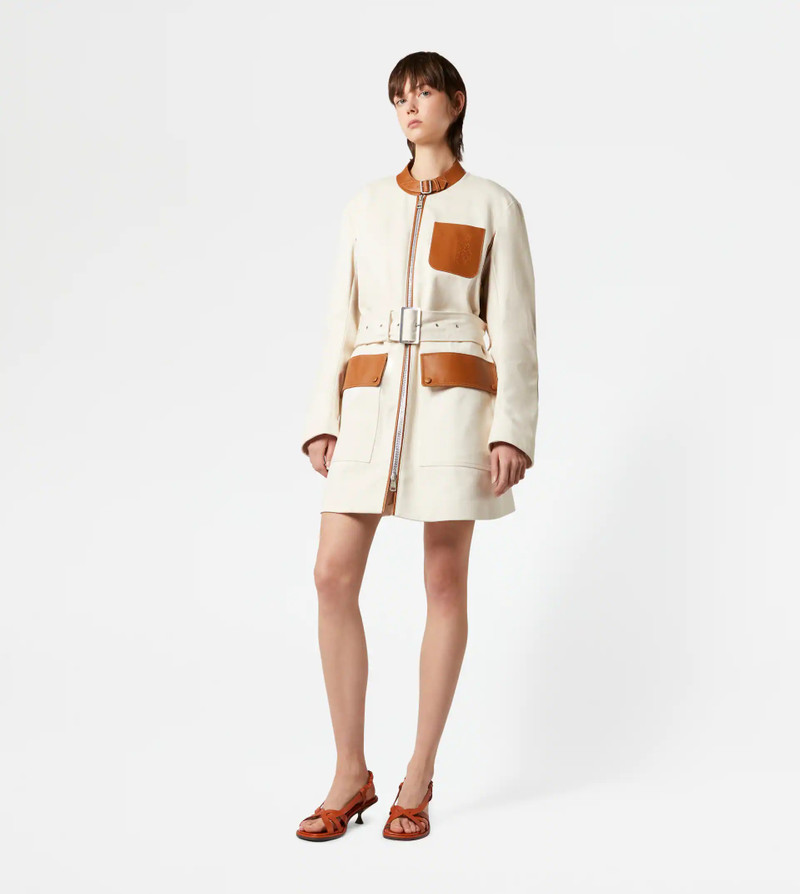 Tod's CABAN WITH LEATHER INSERTS - BEIGE outlook