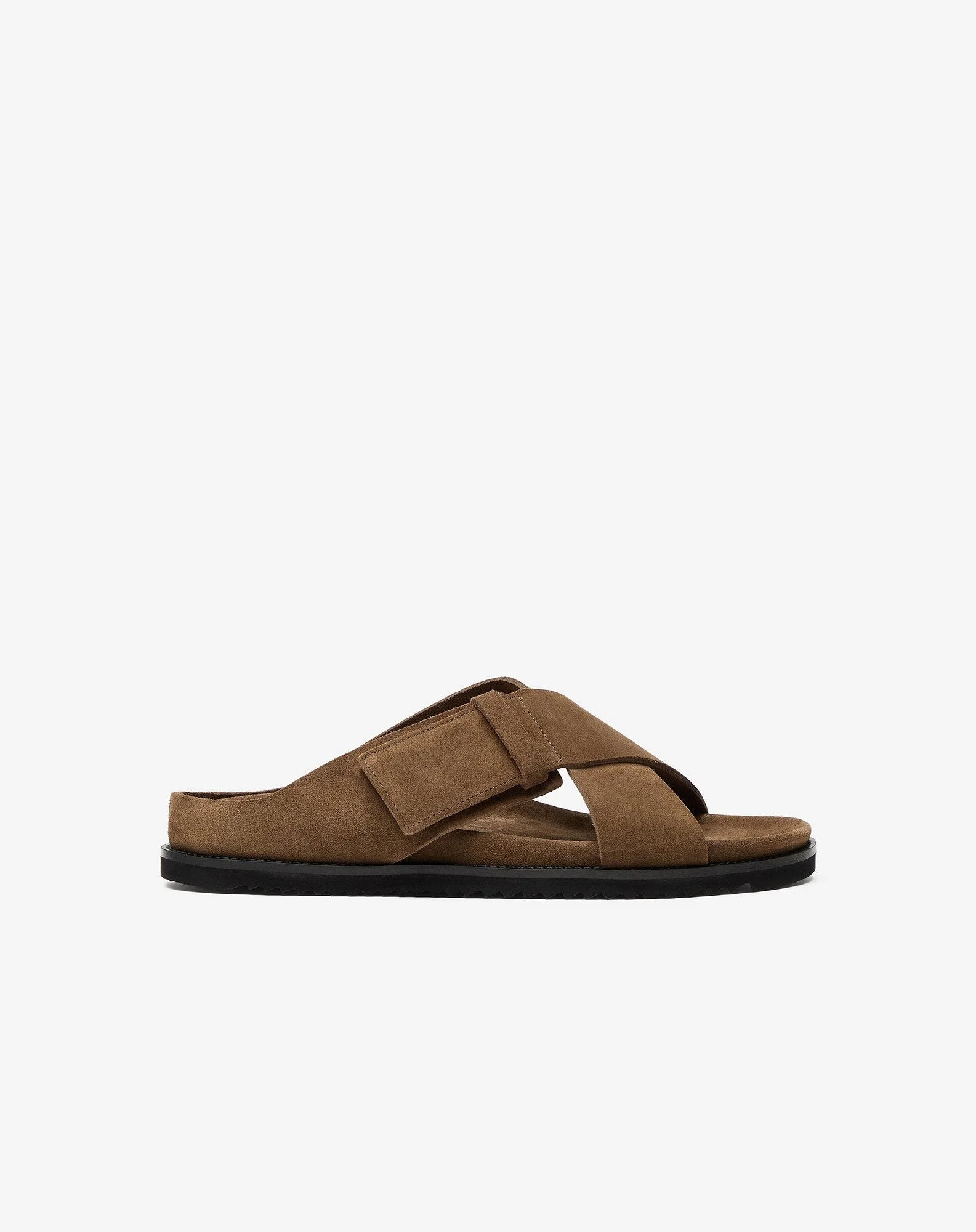 Light brown sandals with suede crossover straps - 1