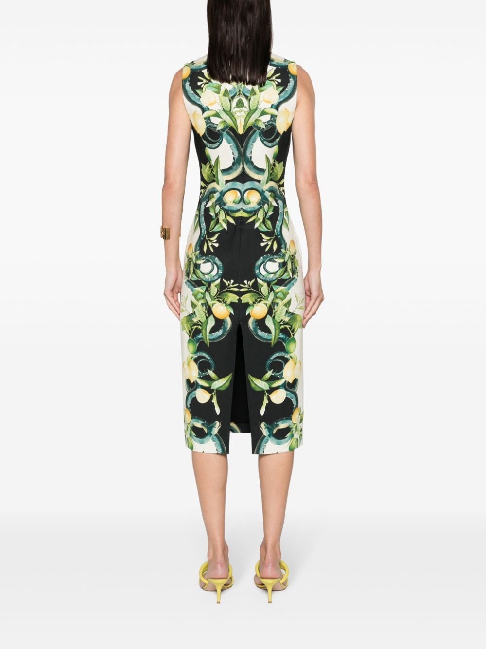 lemon-print crepe midi dress - 4