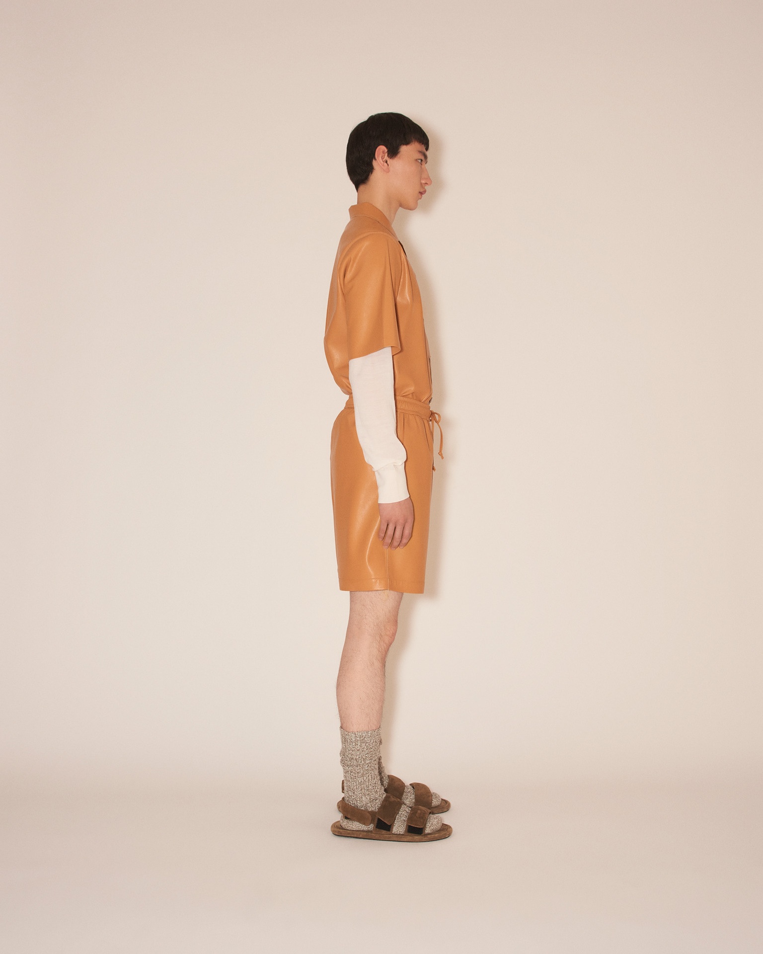 DOXXI - OKOBOR™ alt-leather shirt shorts - Tan - 3