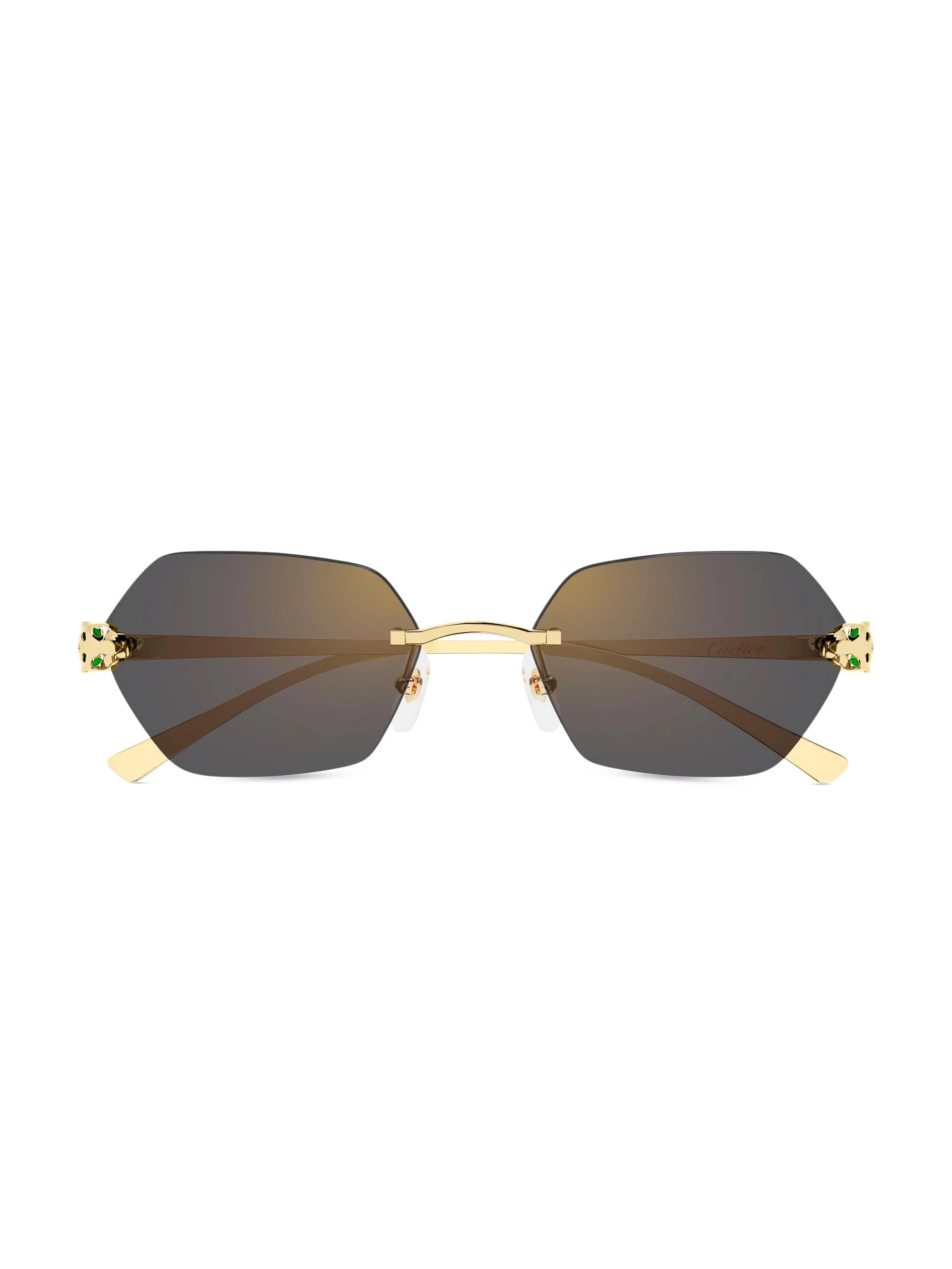 Women's Panthère Classic 55MM 24K-Gold-Plated Geometric Sunglasses - Gold Grey - 1
