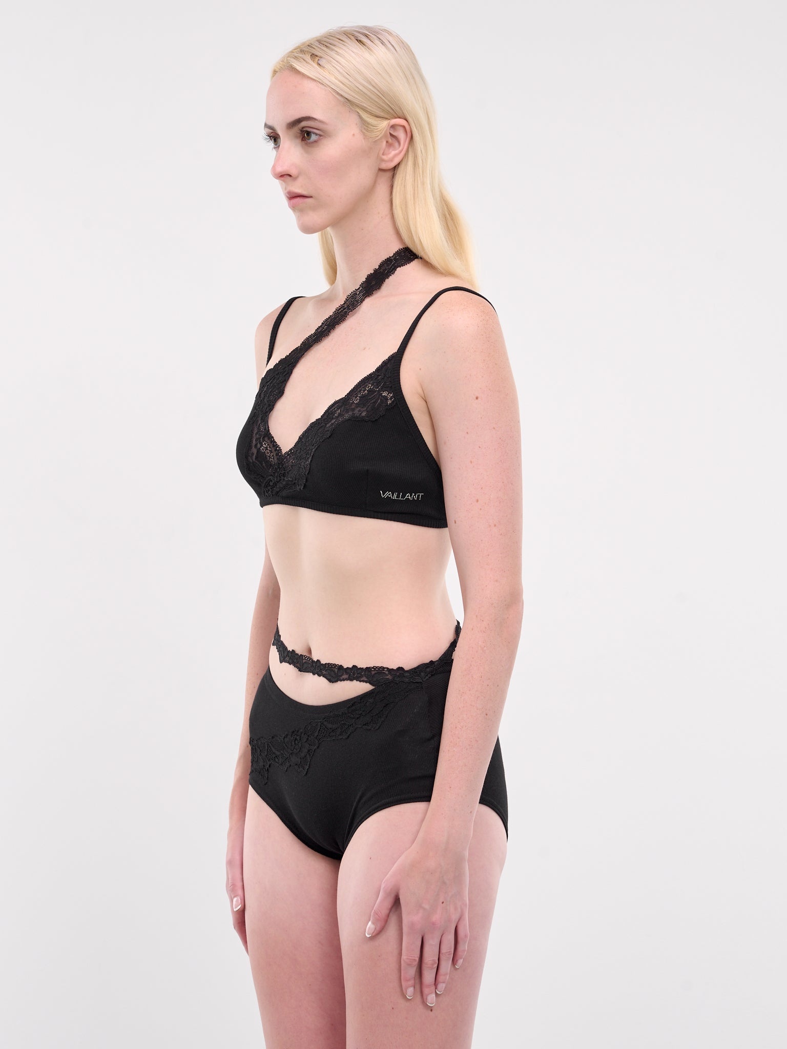 Asymmetric Lace Trim Bra - 2