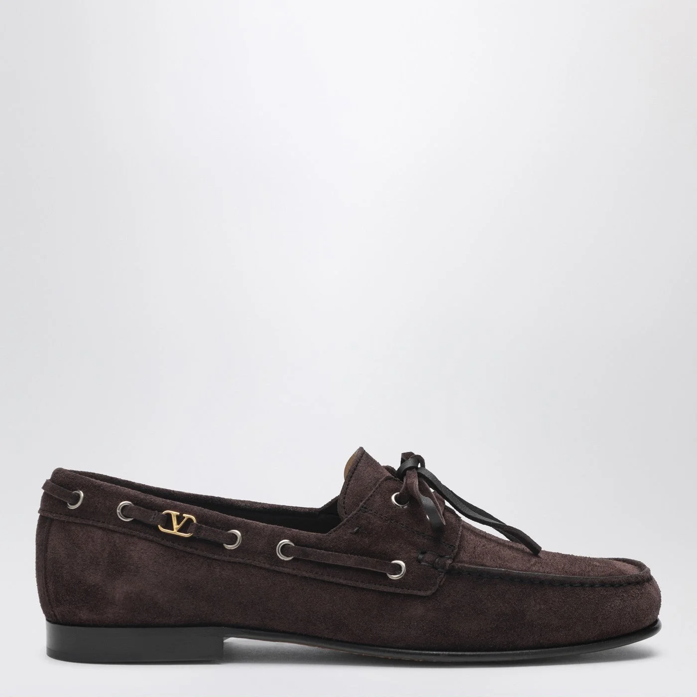 Brown suede lace-up loafers - 1
