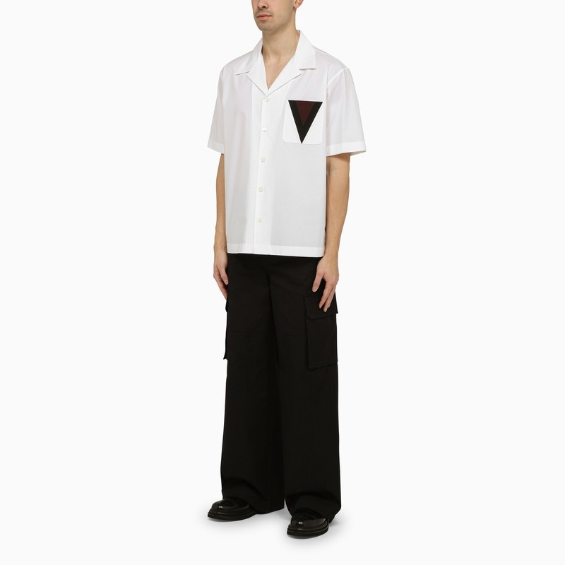 Valentino White Bowling Shirt With V Inlay Men - 2