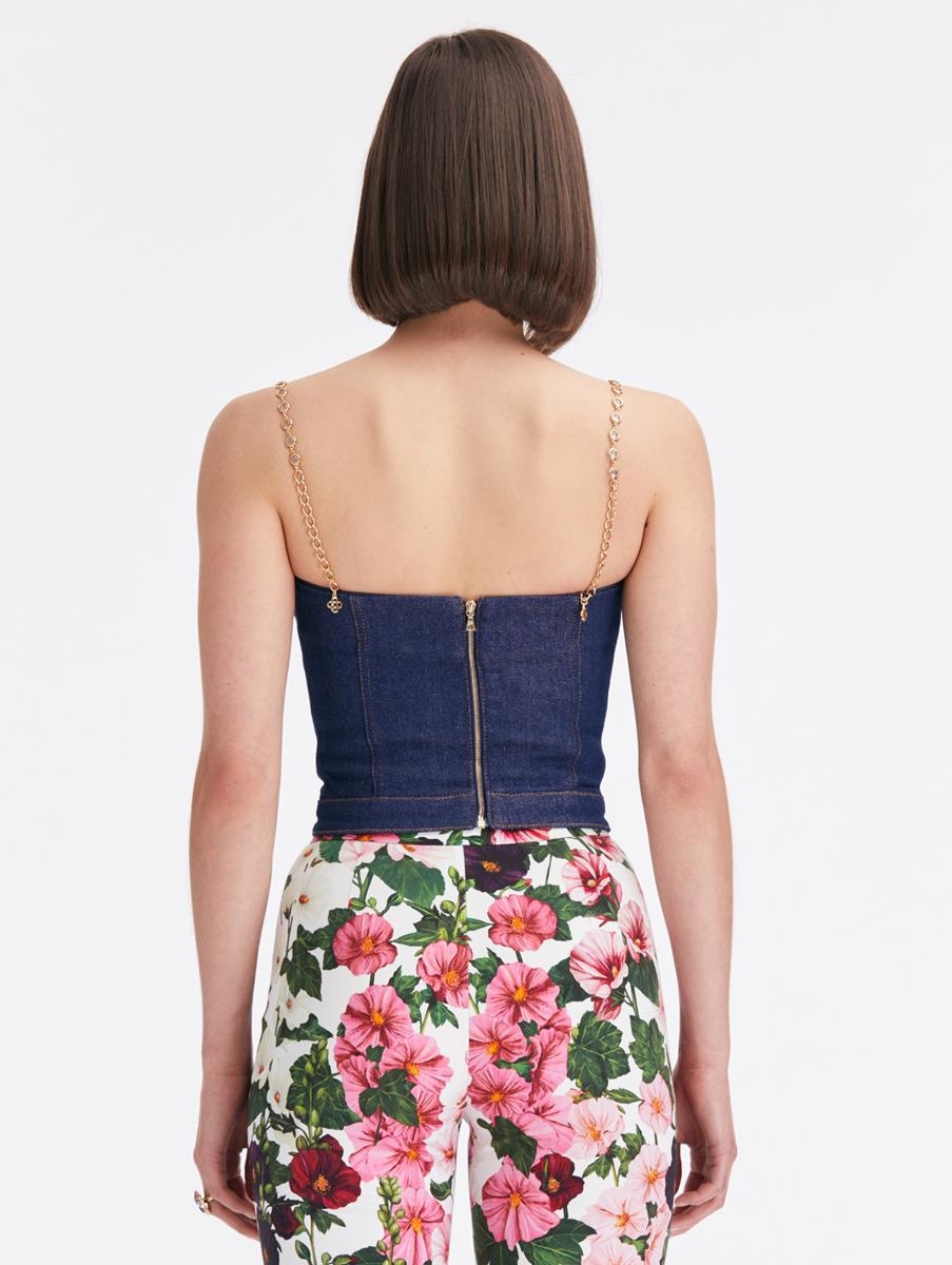 JEWELED STRAPS DENIM BUSTIER - 3