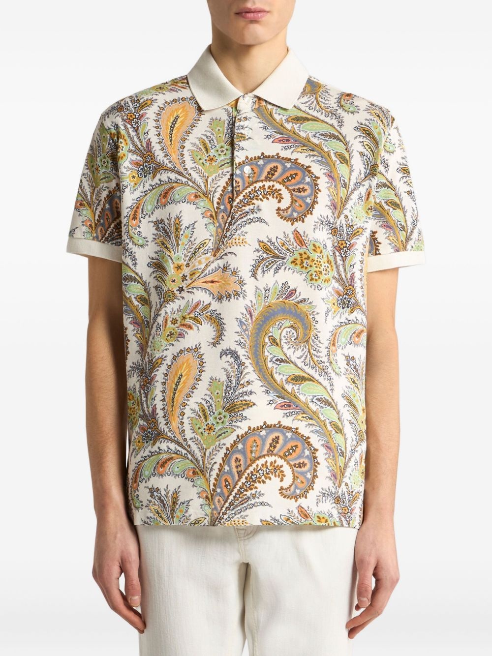paisley-print cotton polo shirt - 2