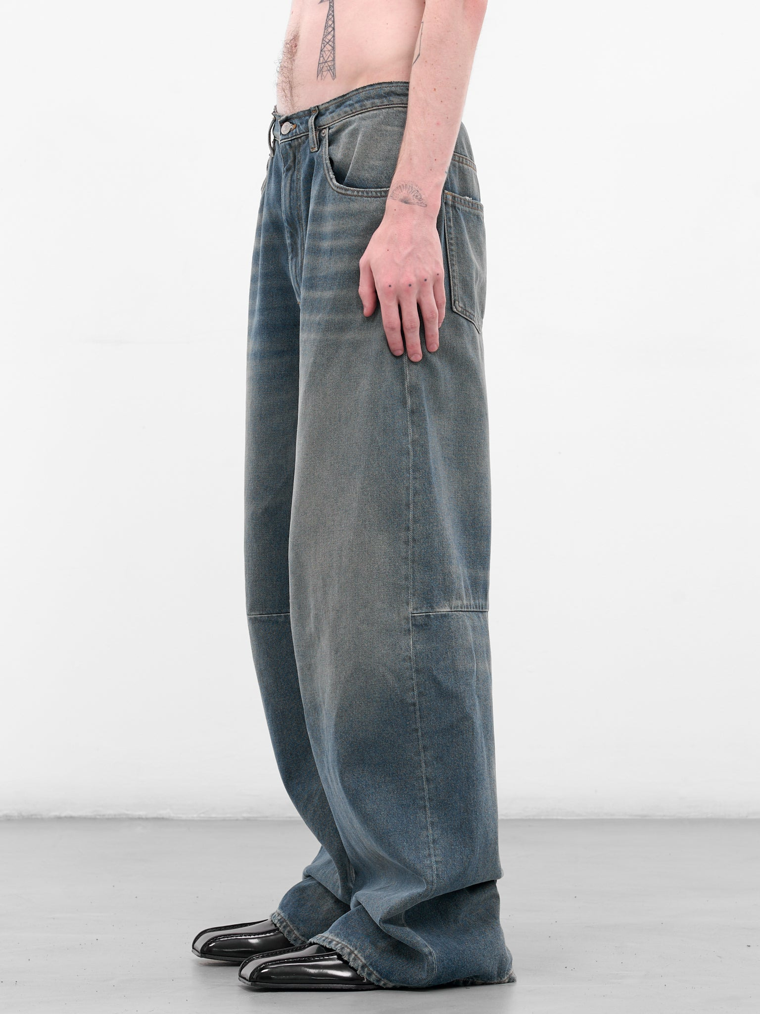 Blue Denim Wide Leg Jeans - 2