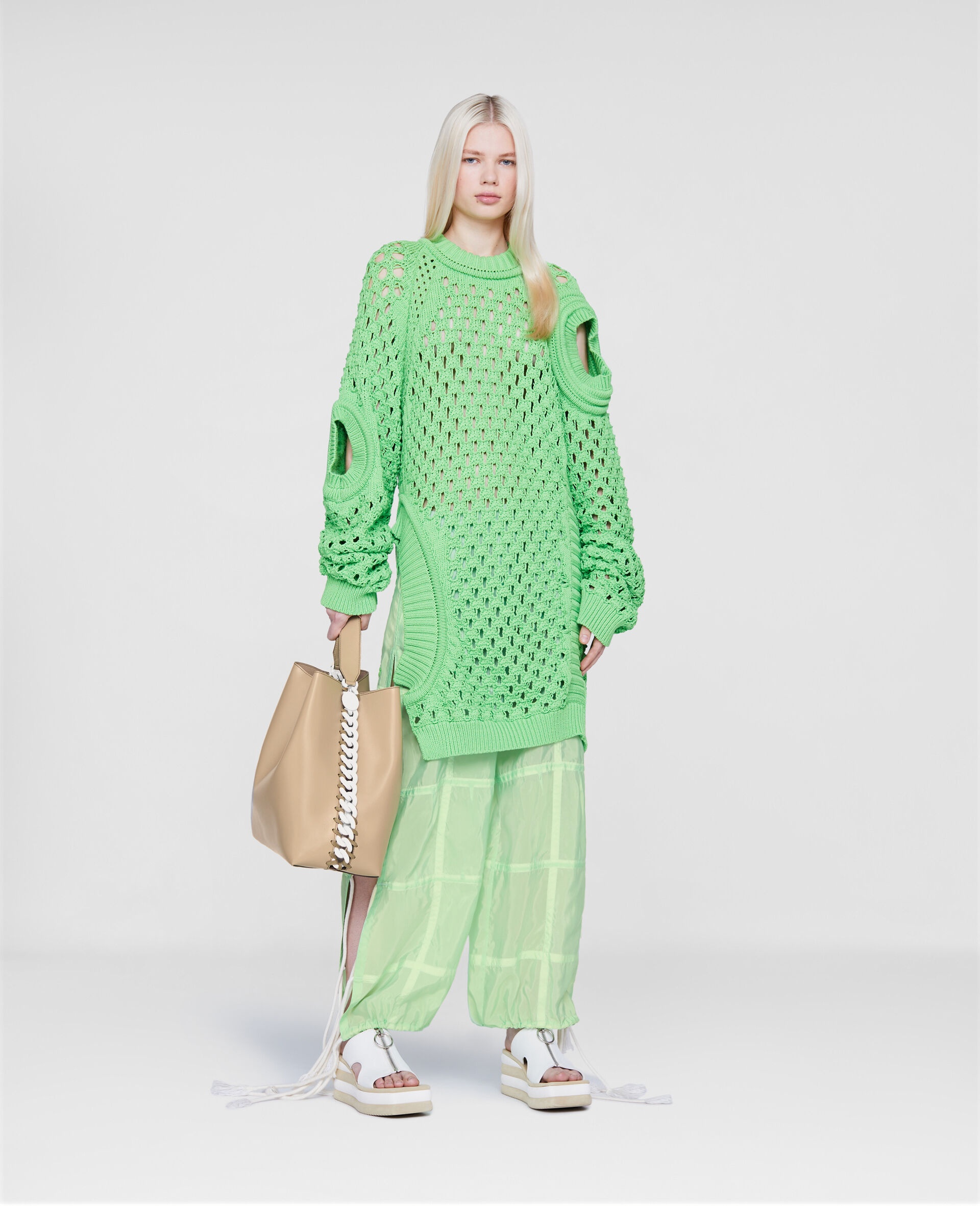 Oversized Textured Mesh Sweater - 2