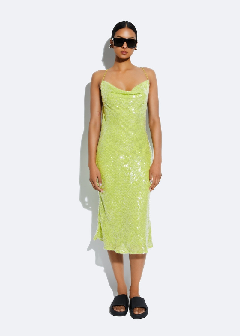 LAPOINTE Sequin Cowl Midi Dress outlook