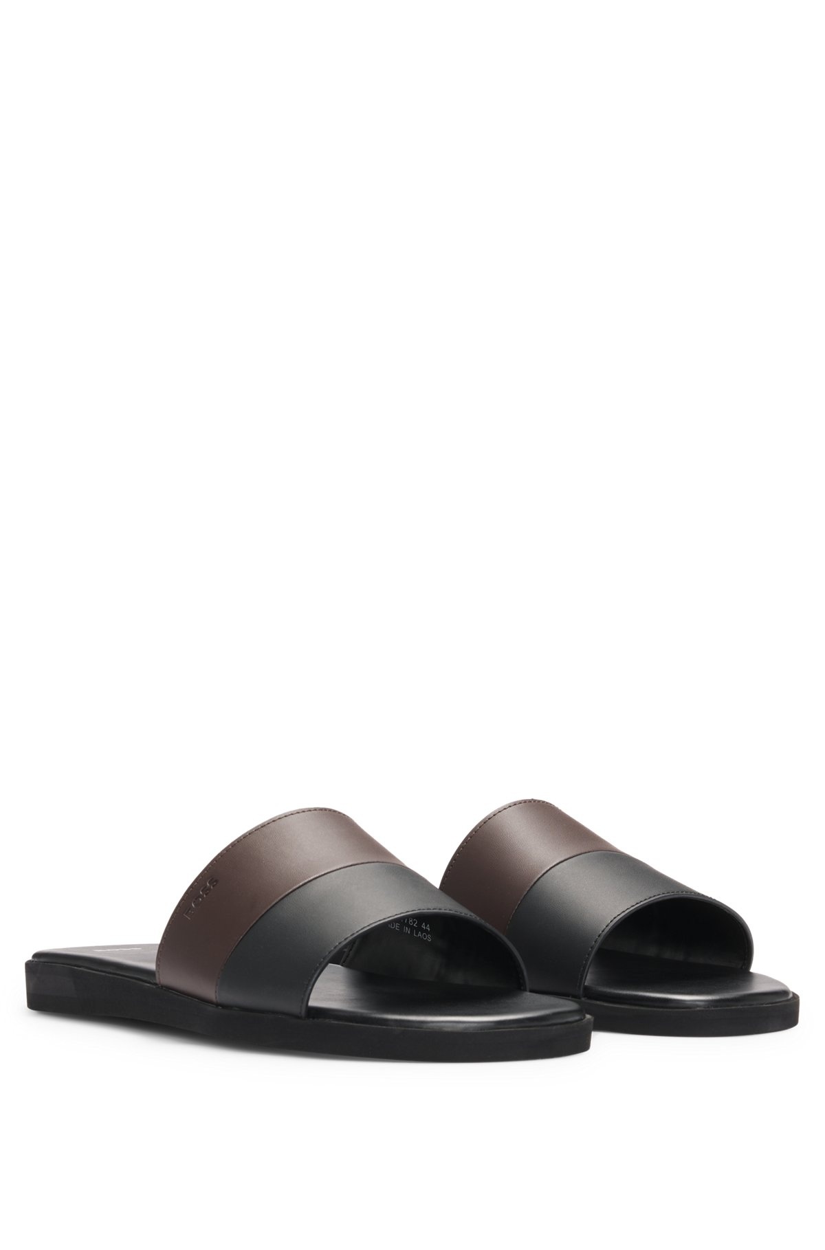 FAUX-LEATHER SLIDES WITH TWO-TONE STRAP - 2