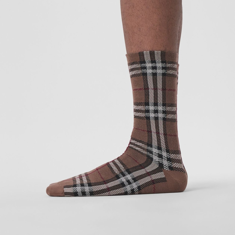 Vintage Check Intarsia Cotton Cashmere Blend Socks 3