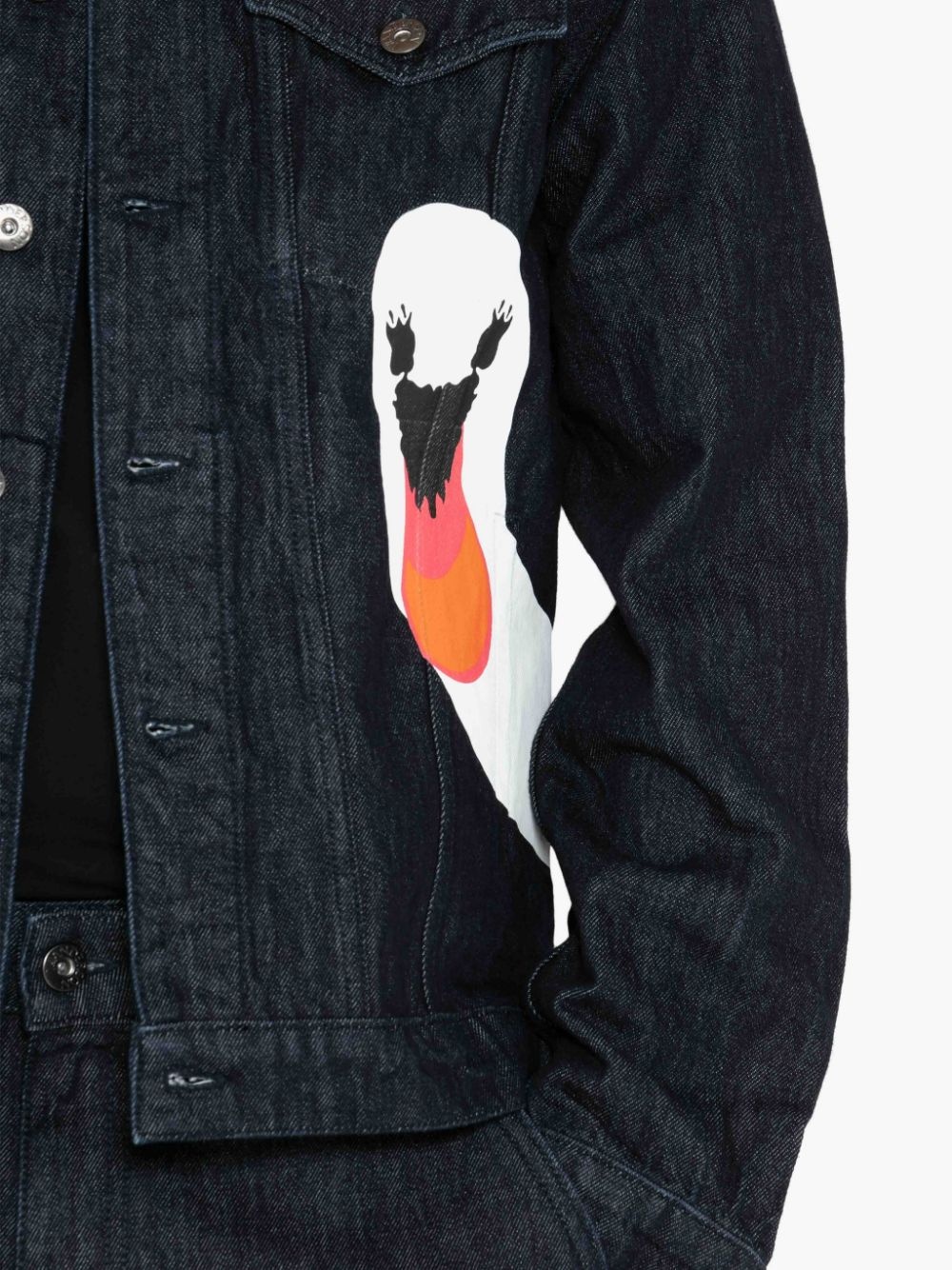 PRINTED SWAN DENIM JACKET - 5