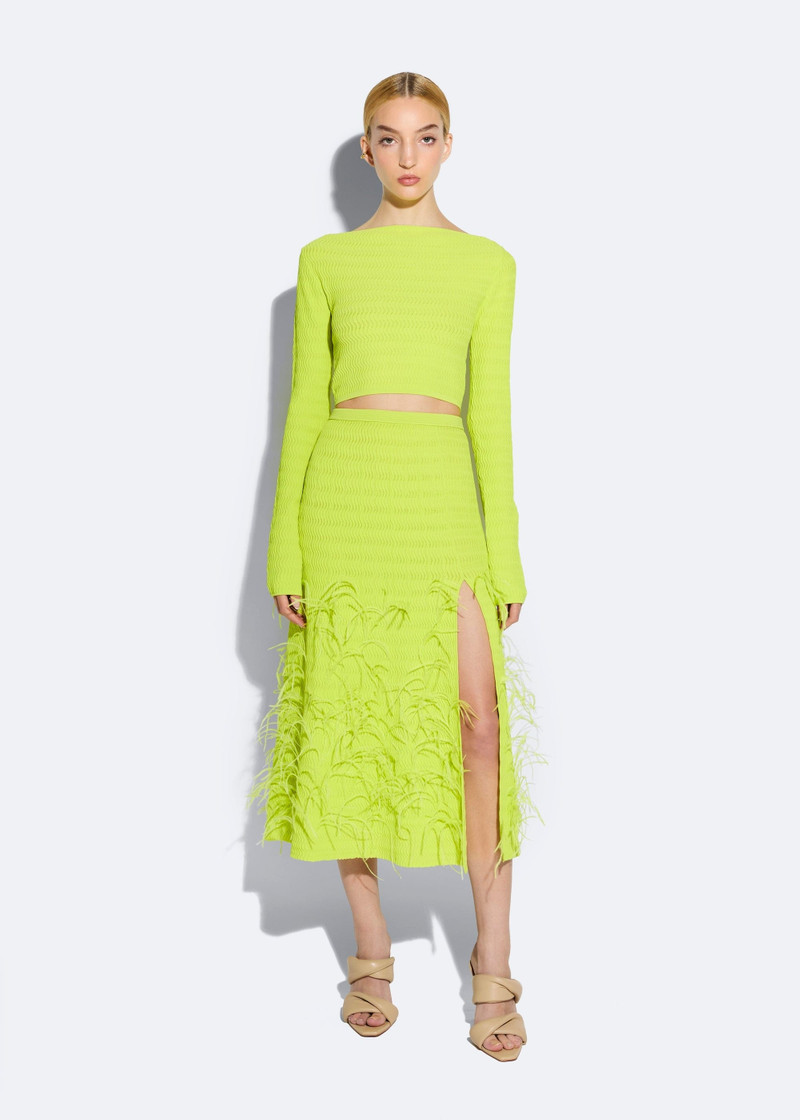 LAPOINTE Matte Viscose Skirt With Feathers outlook