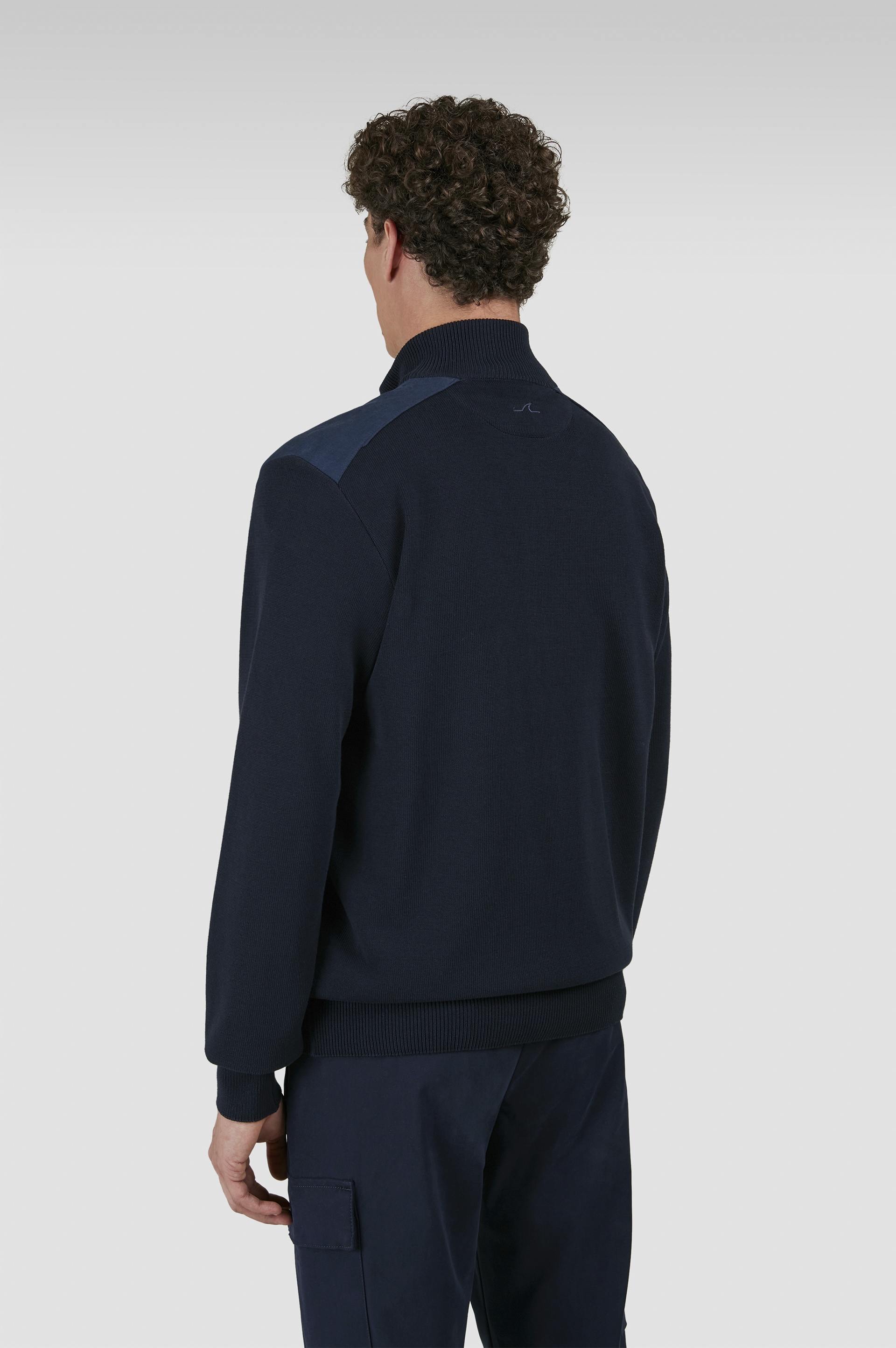 ZIP-UP CARDIGAN IN FRESH COTTON WITH LINEN DETAILS - 3