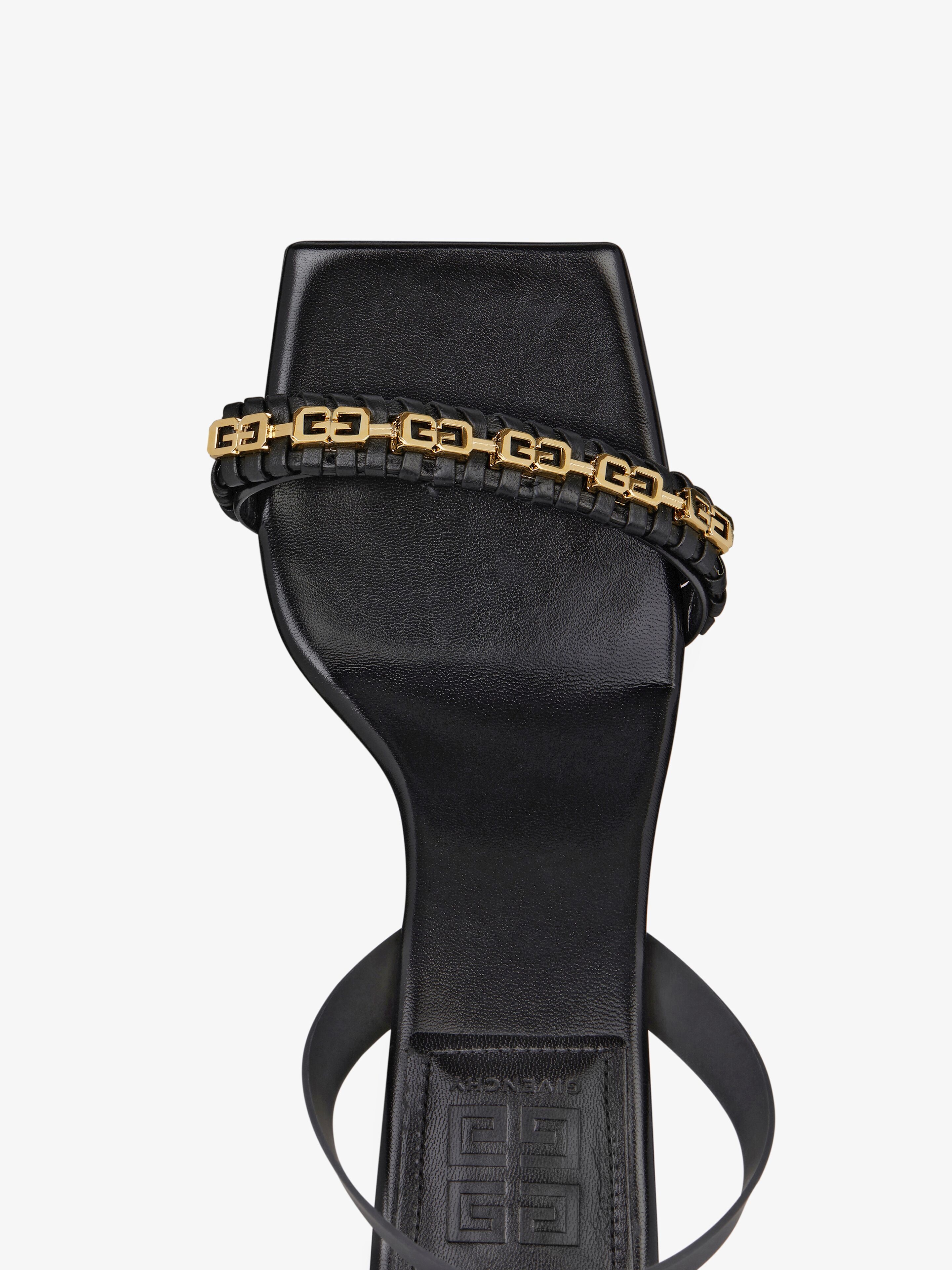 G WOVEN SANDALS IN BRAIDED LEATHER WITH CHAIN - 5
