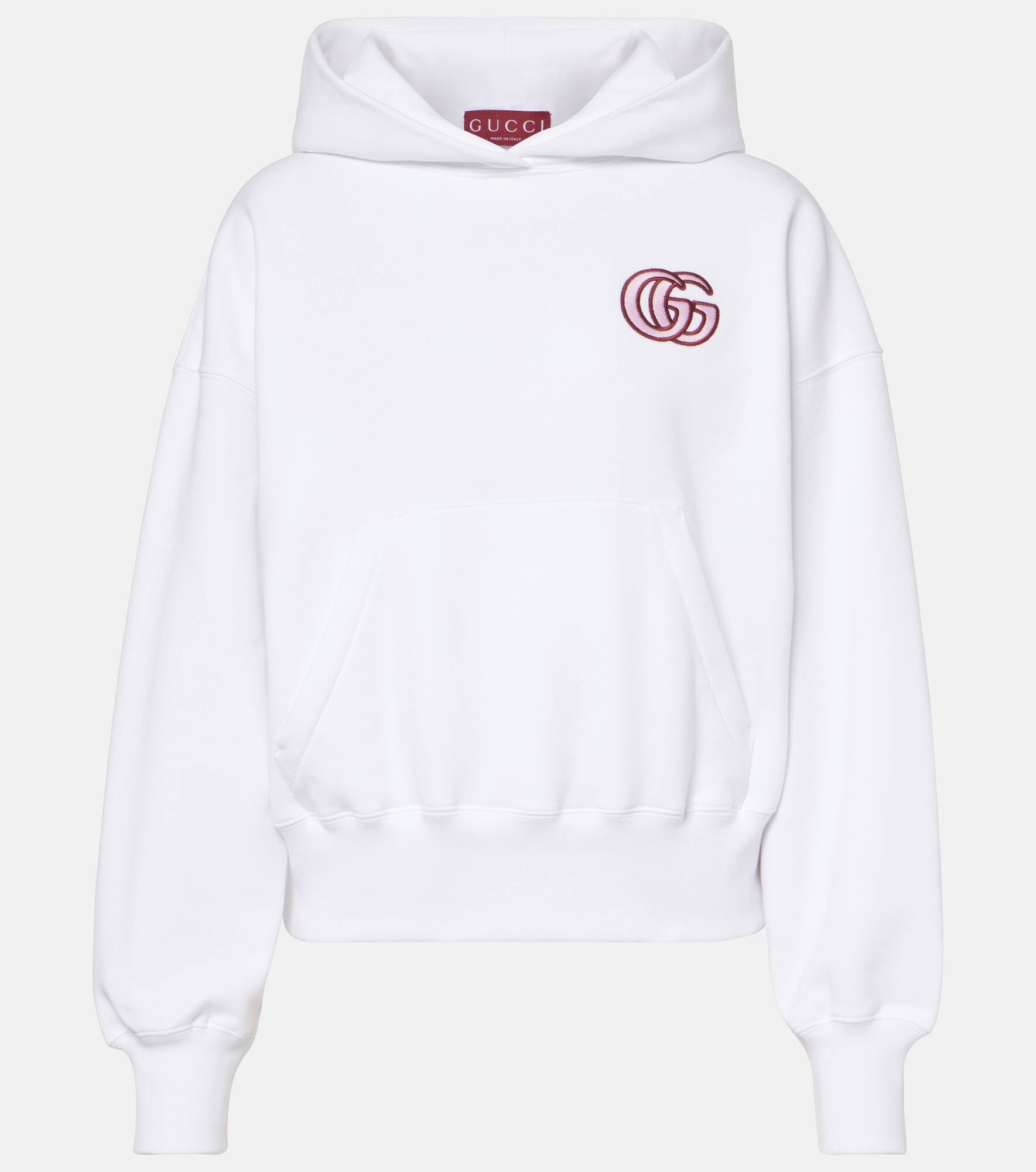 GG embroidered cotton jersey hoodie - 1