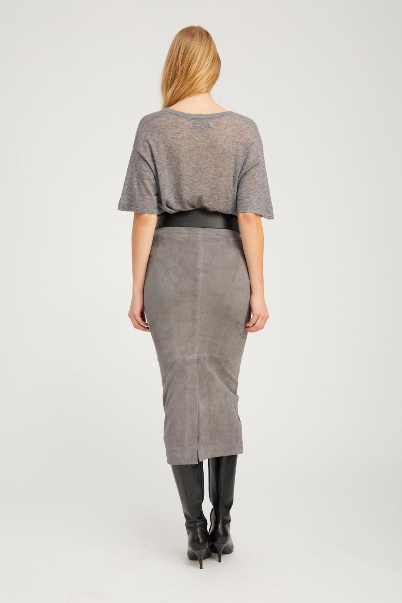 GREY SUEDE TUBE SKIRT - 4