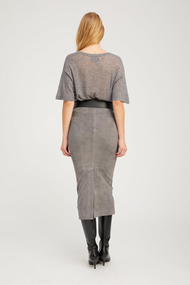 GREY SUEDE TUBE SKIRT 4