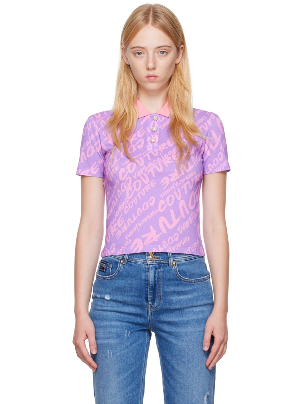 Purple Graphic Polo - 1