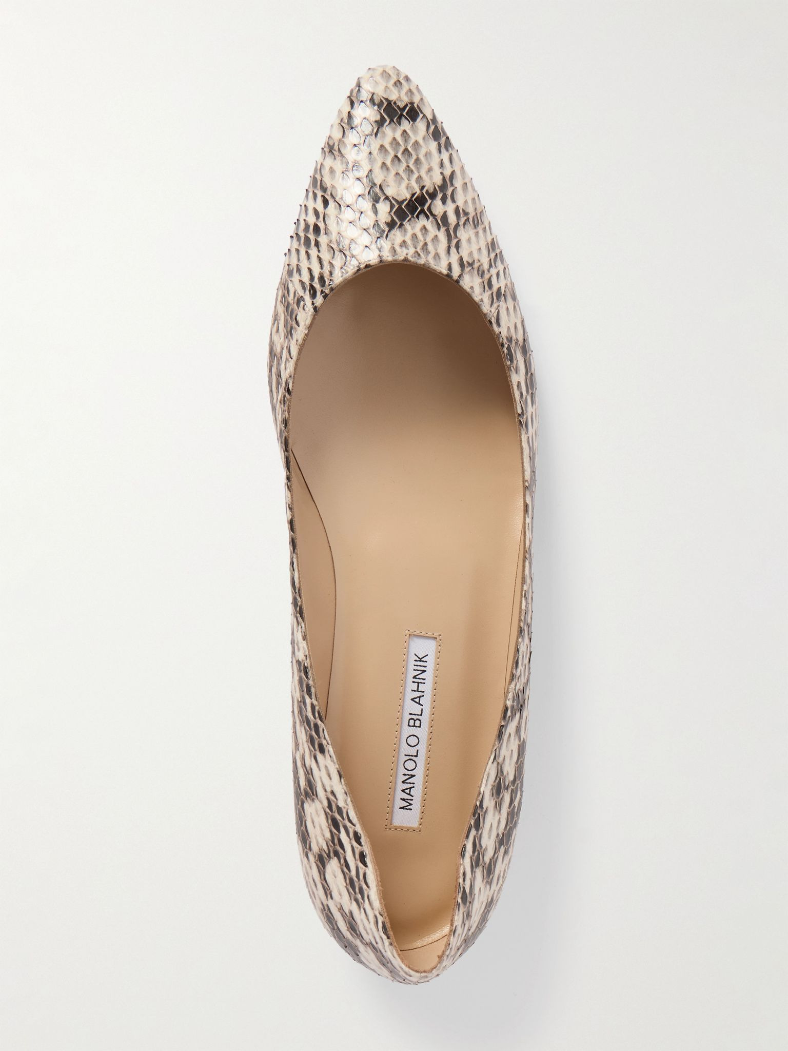 BB 10 snake-effect leather point-toe flats Snake print - 5
