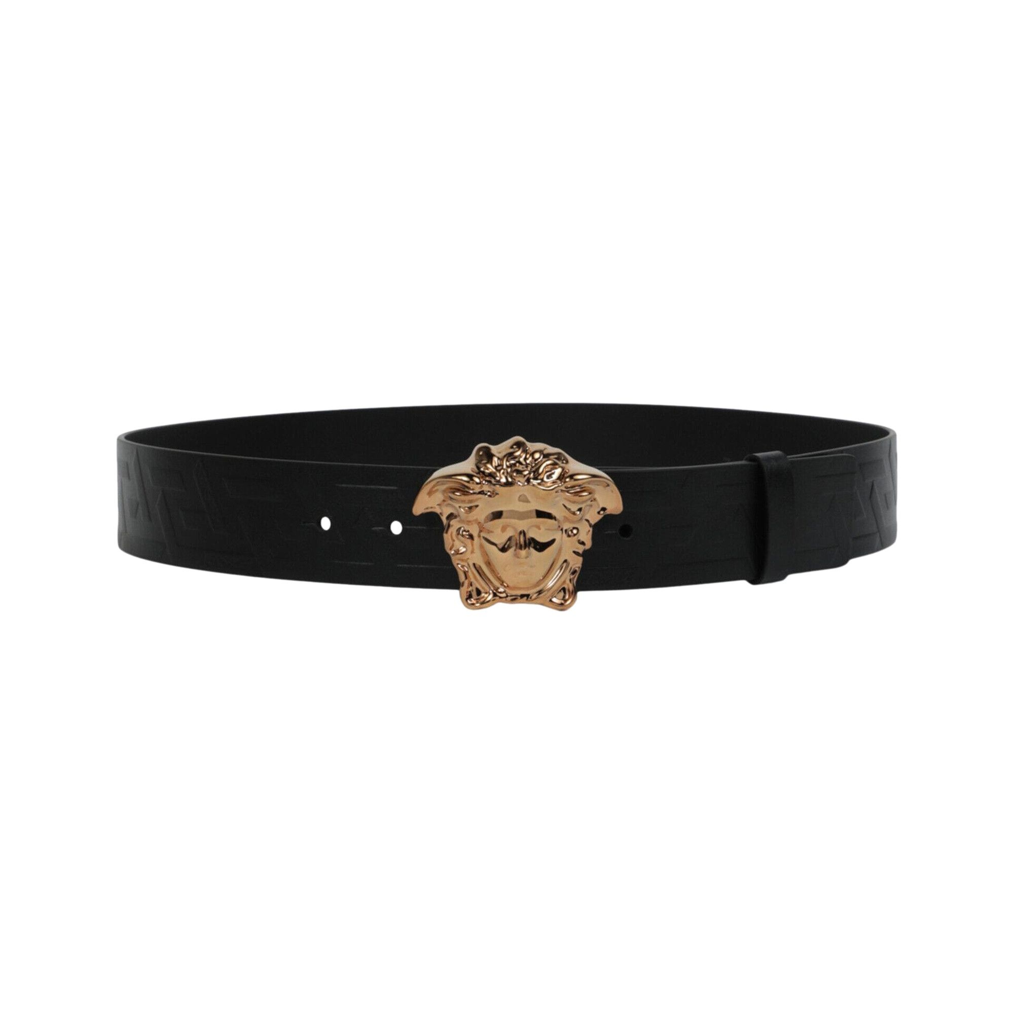 Versace La Medusa Greca Leather Belt 'Black/Gold' - 3