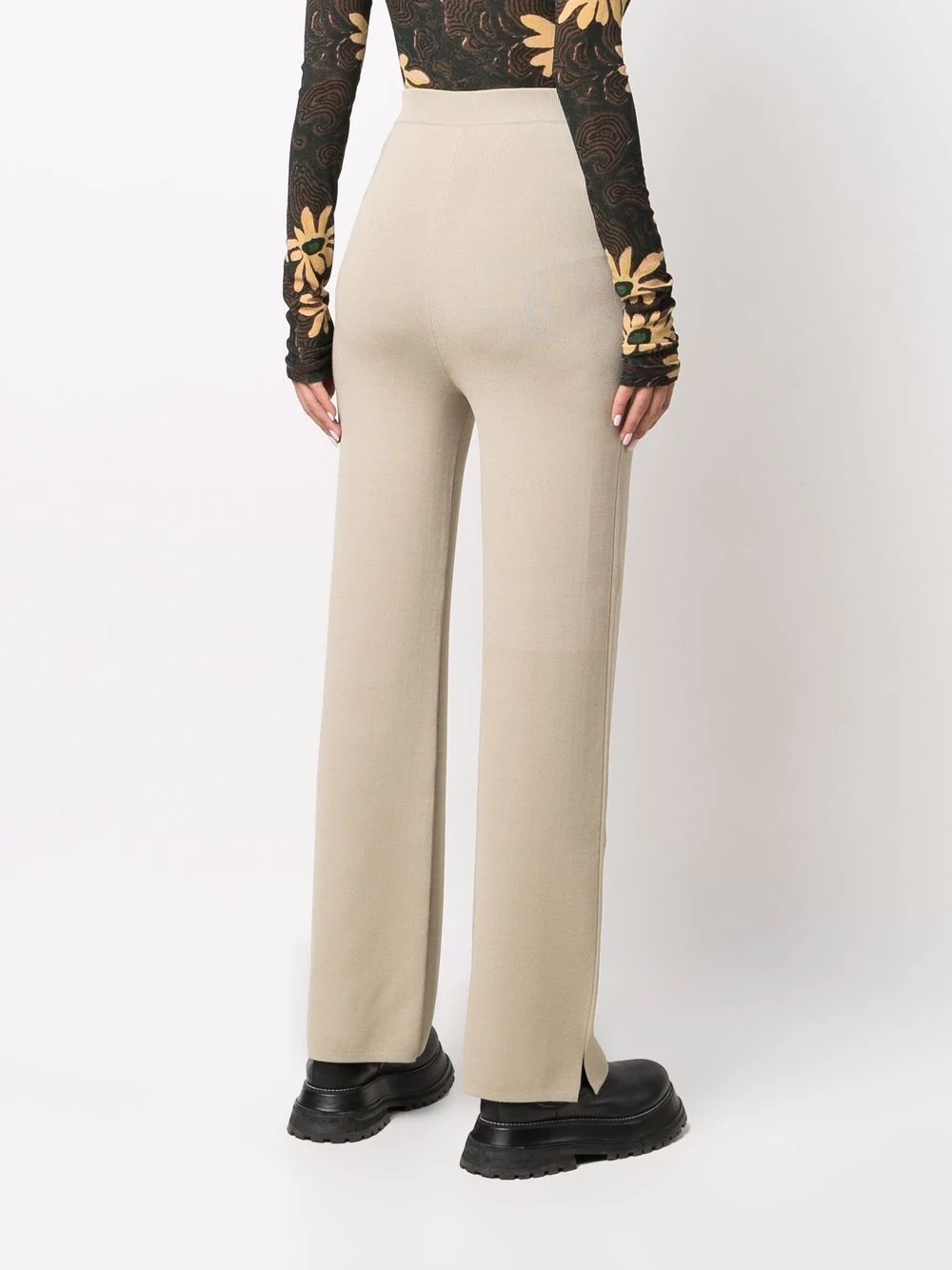 straight-leg knitted trousers - 4