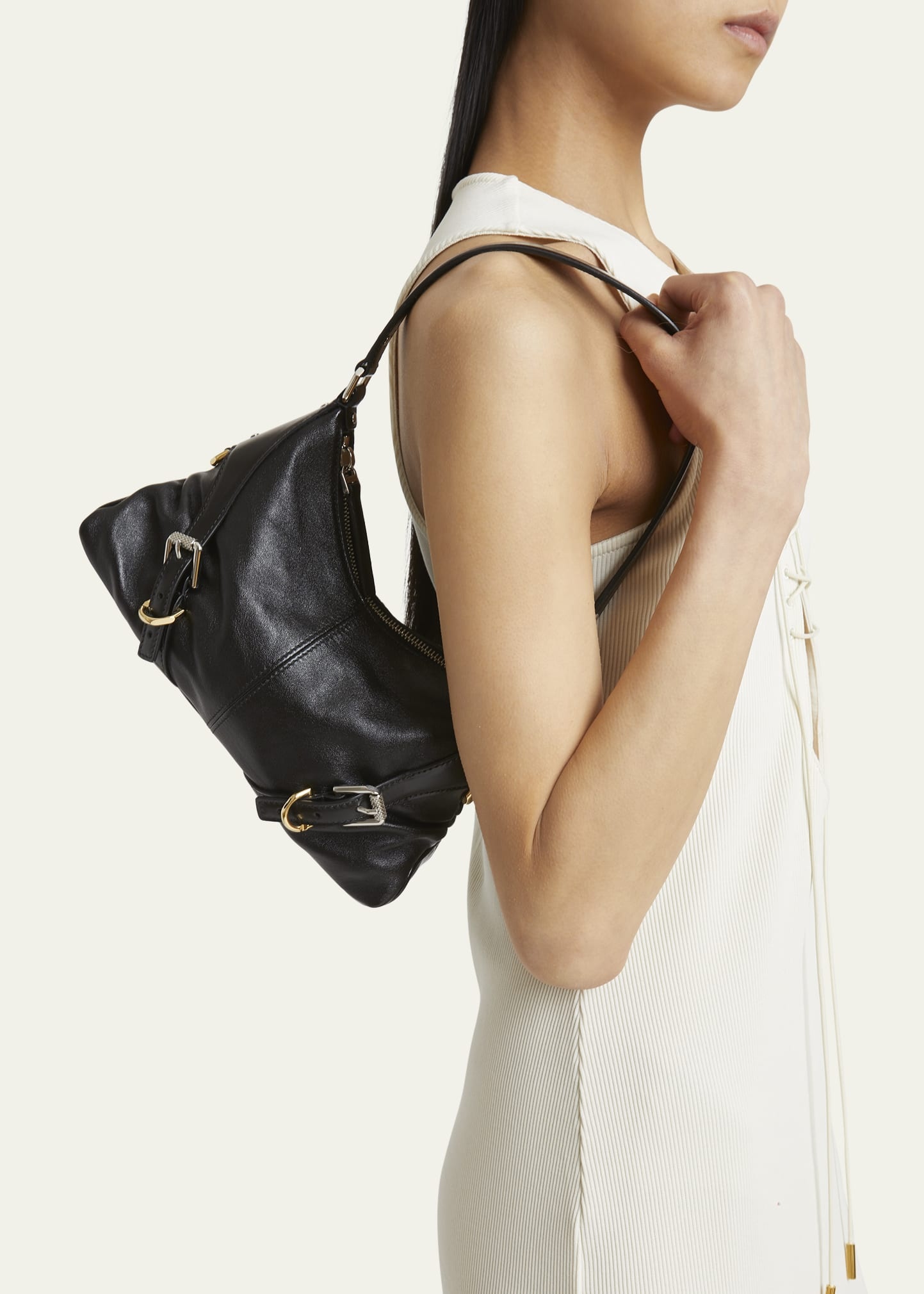 Voyou Harness Shoulder Bag in Shiny Leather - 2