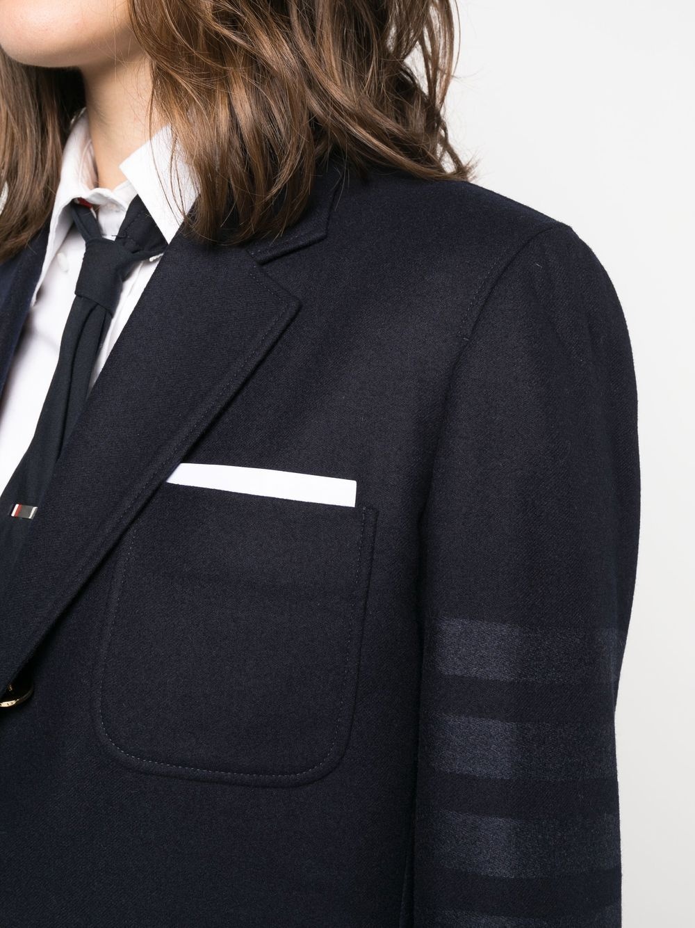 single-breasted stripe-sleeve blazer - 5