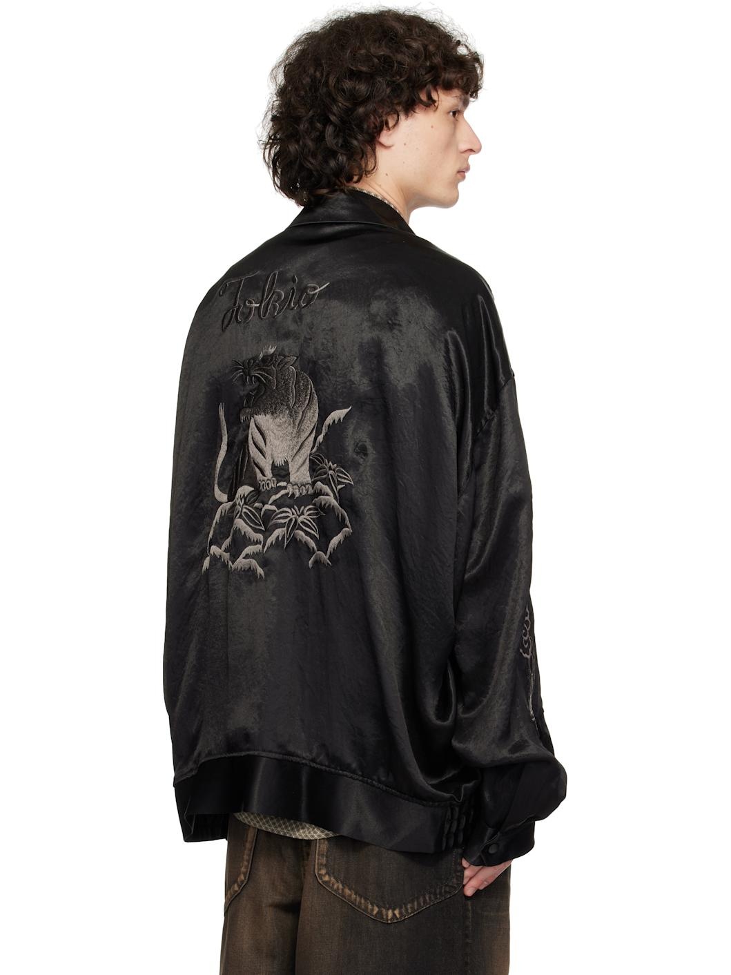 Black Collared Souvenir Jacket - 3