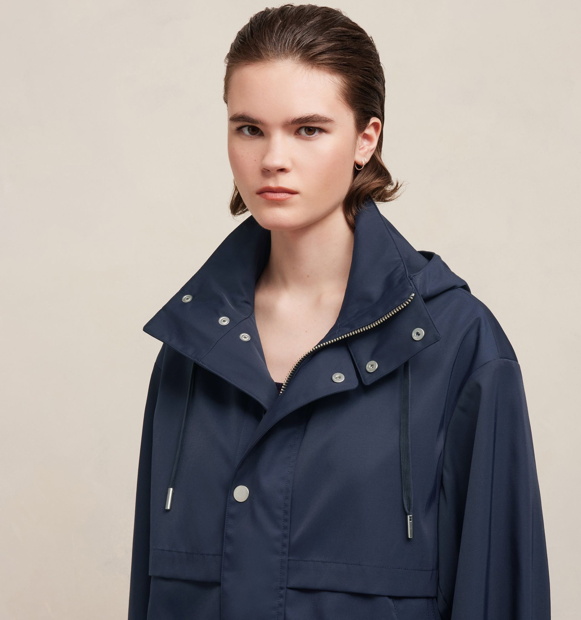 AMI Paris Drawstring Waist Hooded Parka | Black | FARFETCH BH