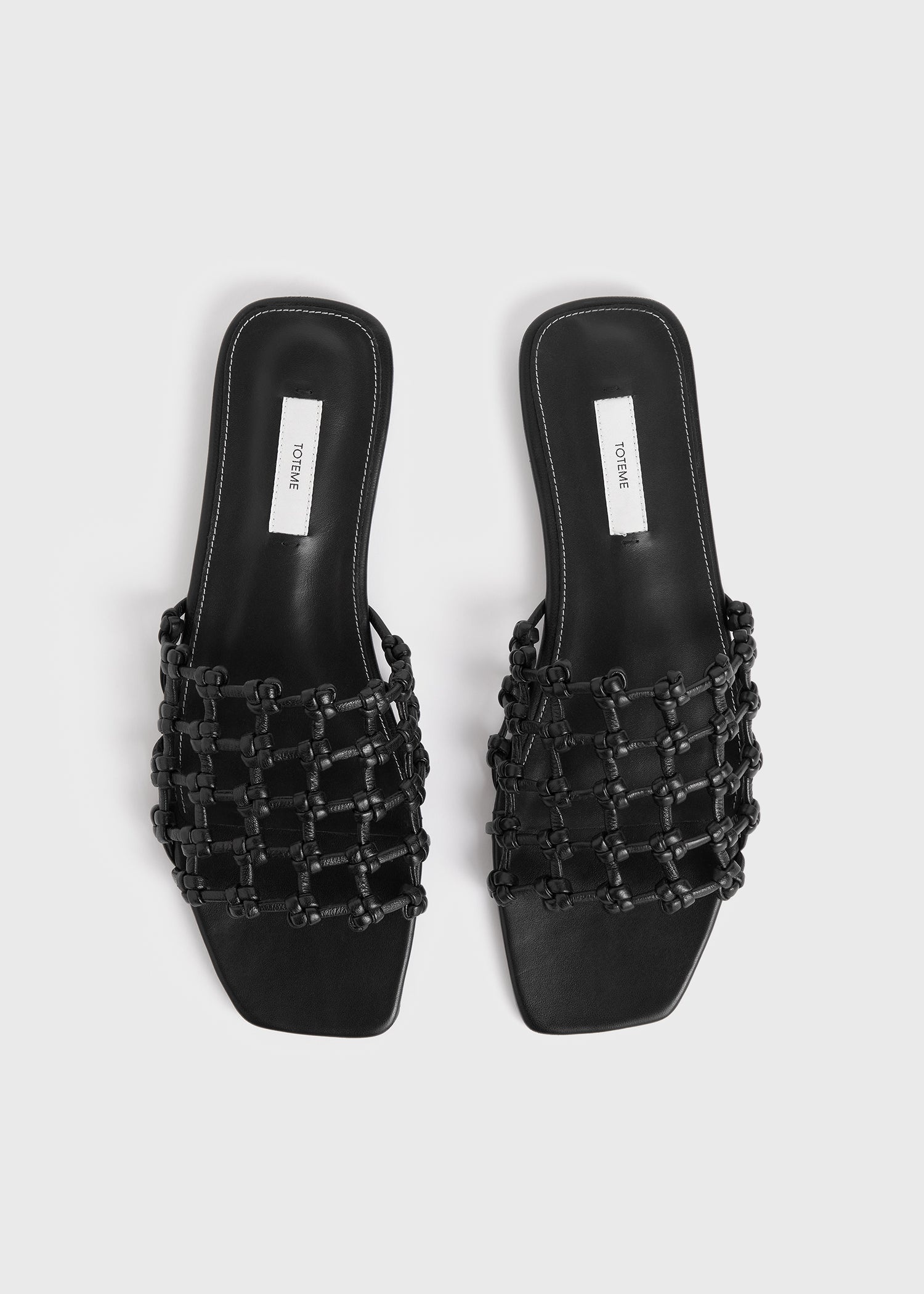 Braided-leather bandeau slides black - 4