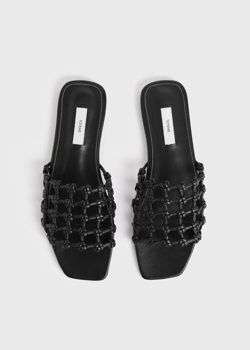 Braided-leather bandeau slides black 4