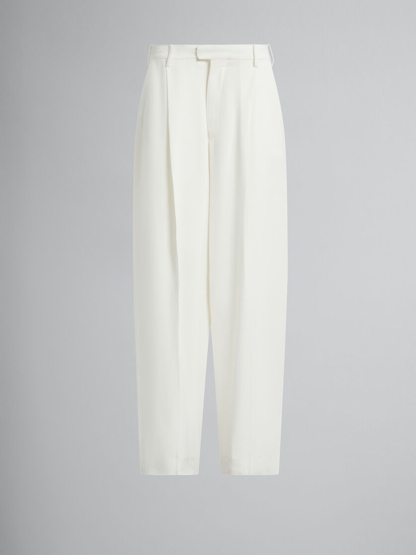 WHITE CADY TAILORED TROUSERS - 1