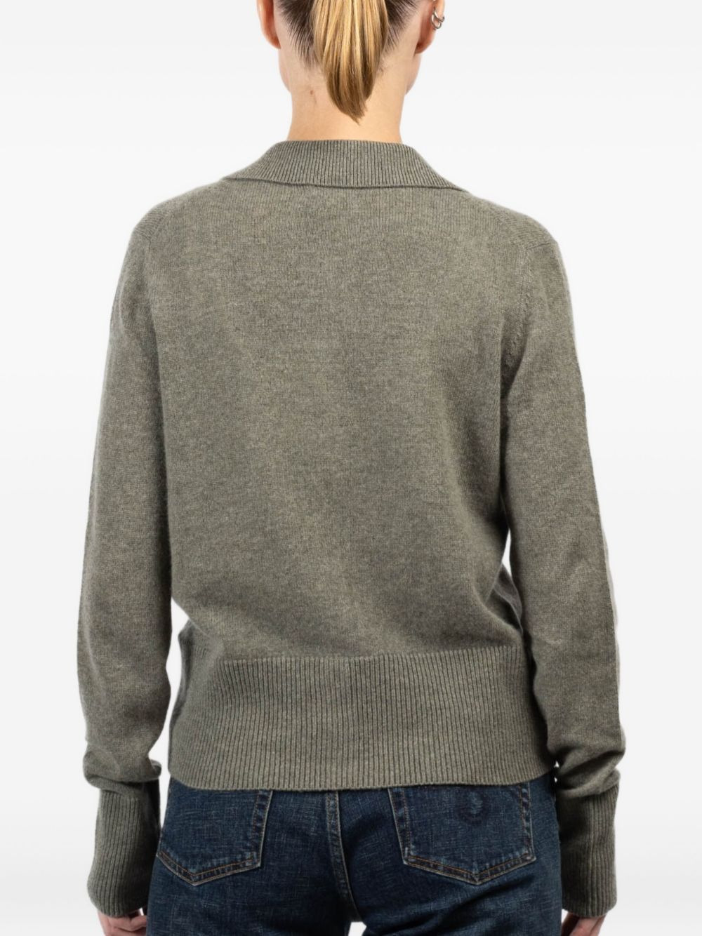 collared button-front cardigan - 4