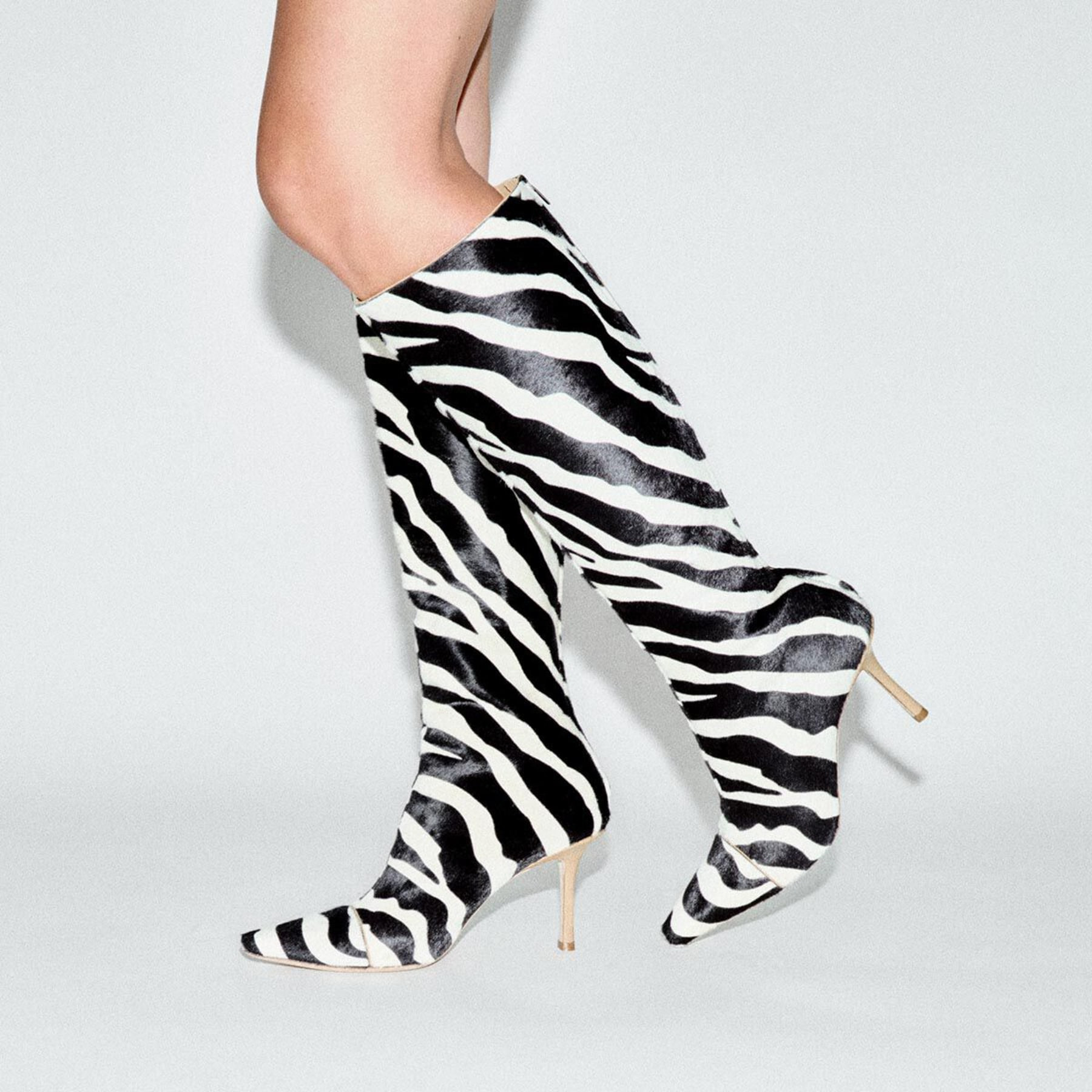 Gloria Knee High Boot 85
Natural Zebra Print Pony Leather Knee High Boots - 5