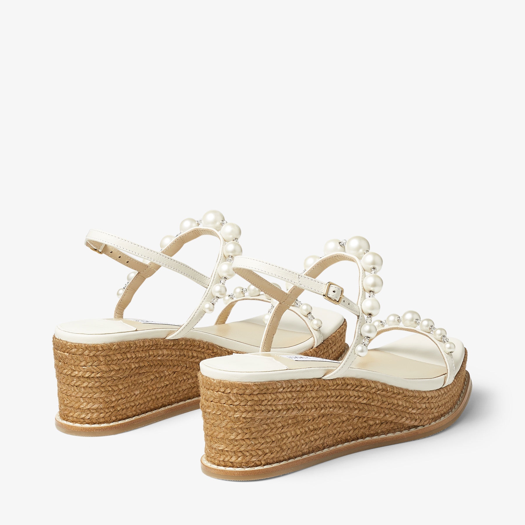 Amatuus 60
Latte Nappa Latte Wedge Sandals with Pearls - 6