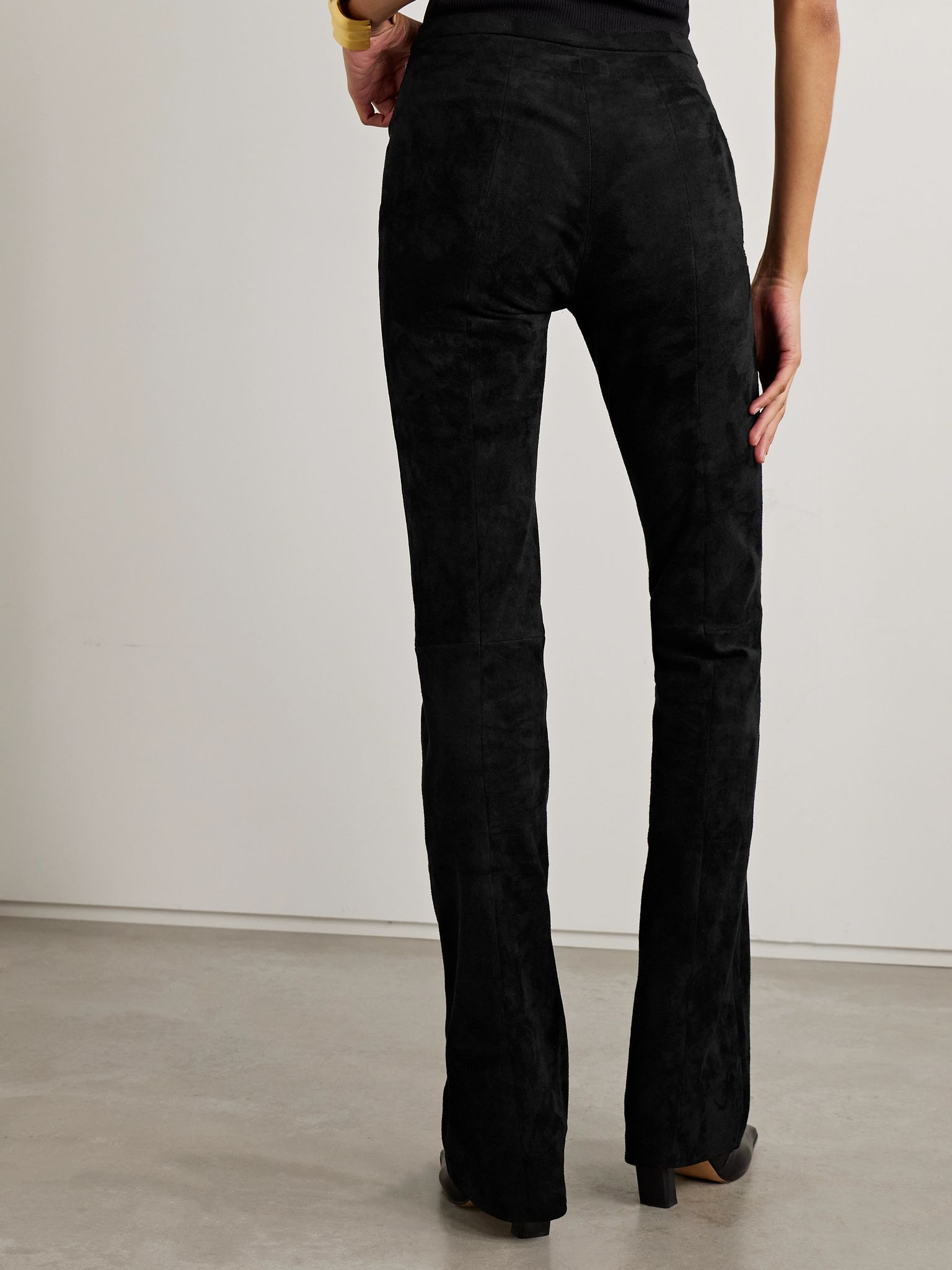 Icham suede straight-leg pants Black - 4
