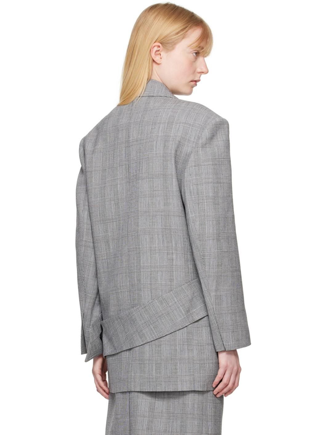Gray Wrap Blazer - 3