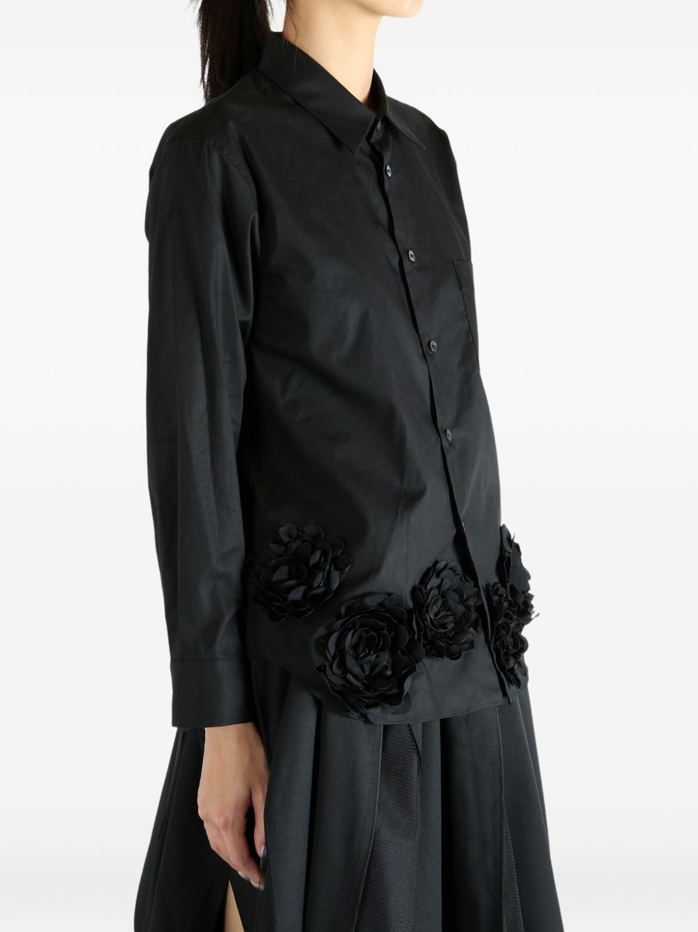 rose-embellished cotton shirt - 3