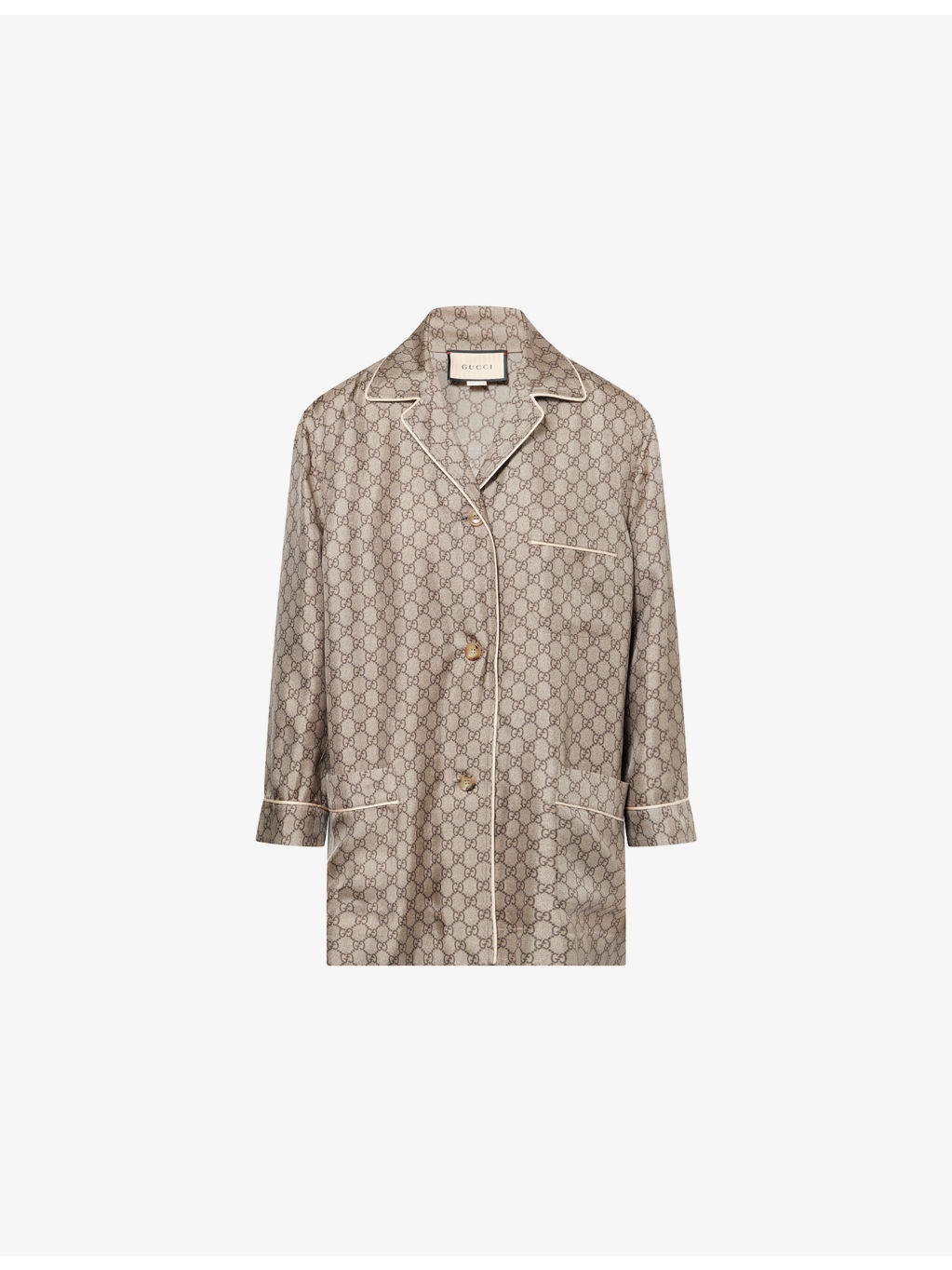 GG Monogram Print Silk Shirt - 1